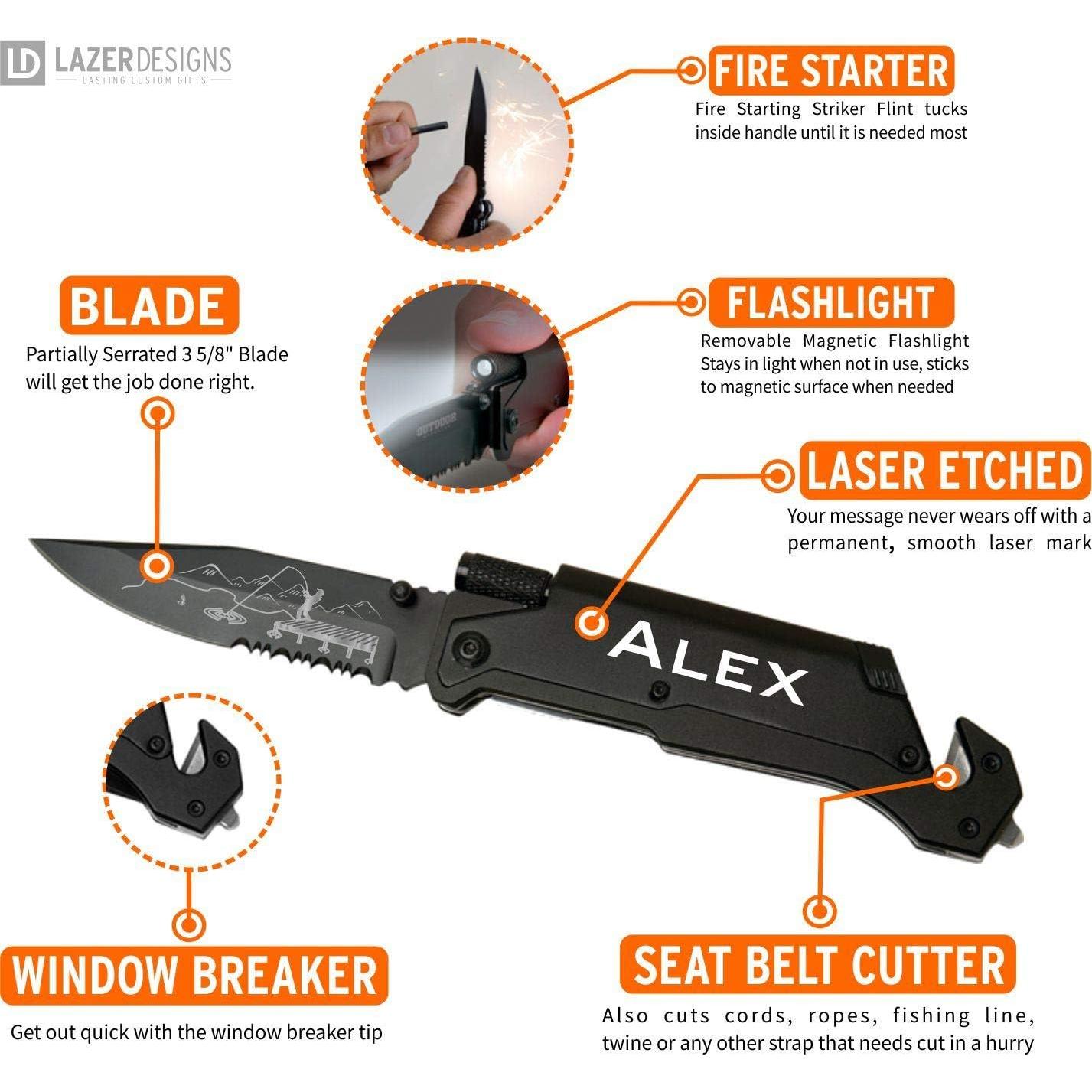 Cuchillo de bolsillo Lazer Designs 11.4cm acero inoxidable madera