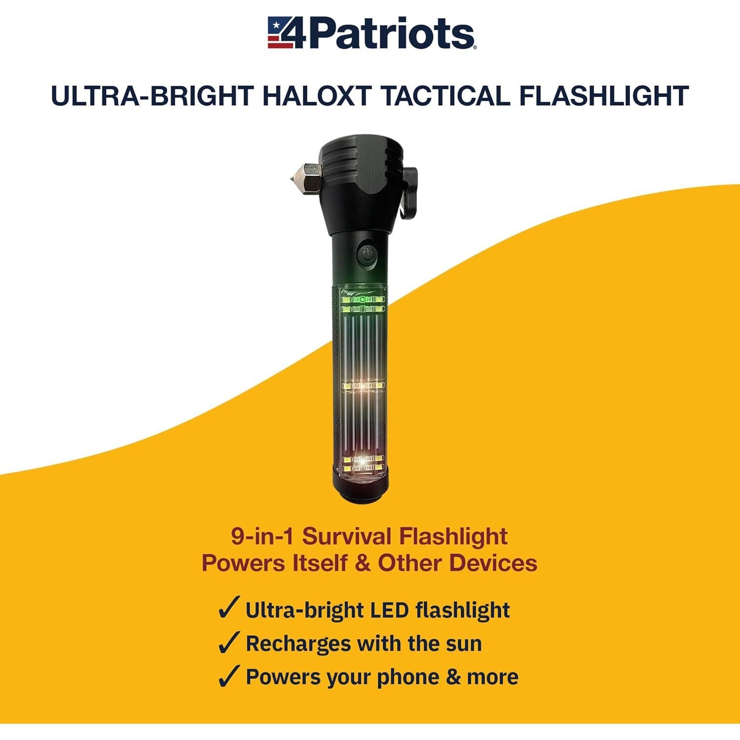 Linterna Táctica Solar HaloXT 4Patriots - Paquete de 4