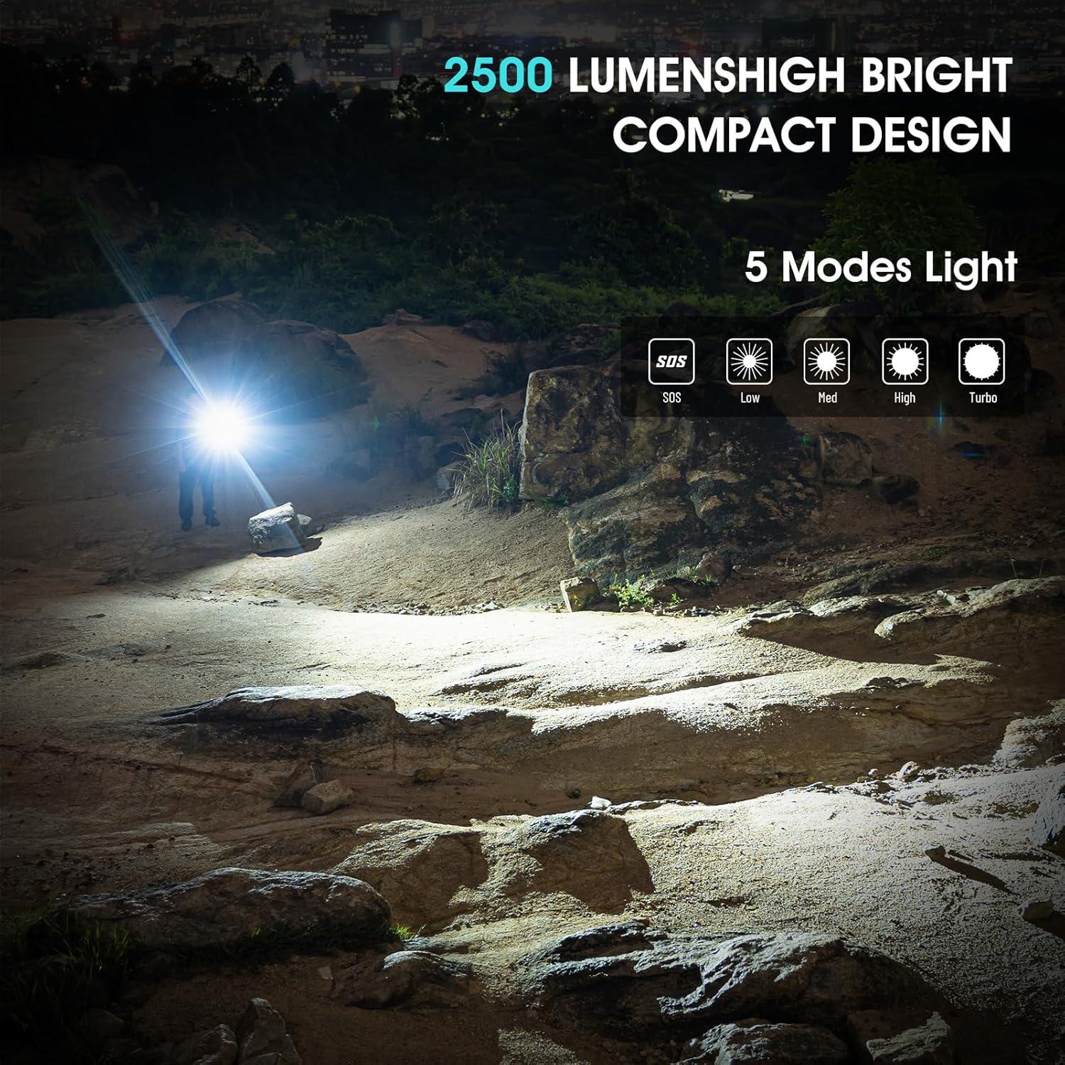 Linterna Recargable PIOOCAN S10Pro 2500 Lúmenes Táctica