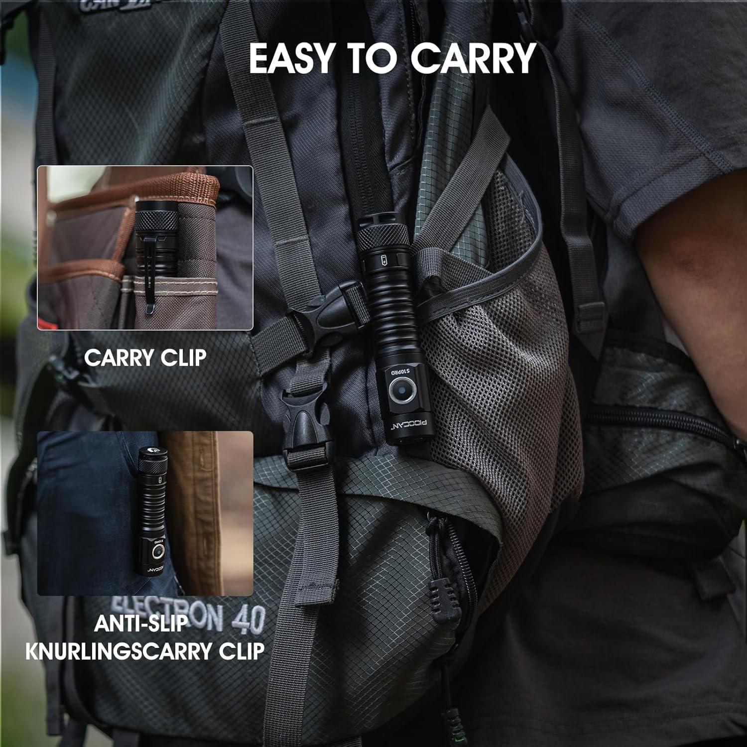 Linterna Recargable PIOOCAN S10Pro 2500 Lúmenes Táctica