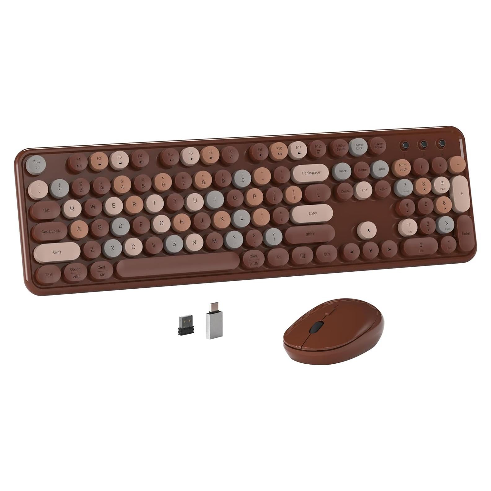 Combo Teclado y Ratón Inalámbrico Retro Colorido S801AG