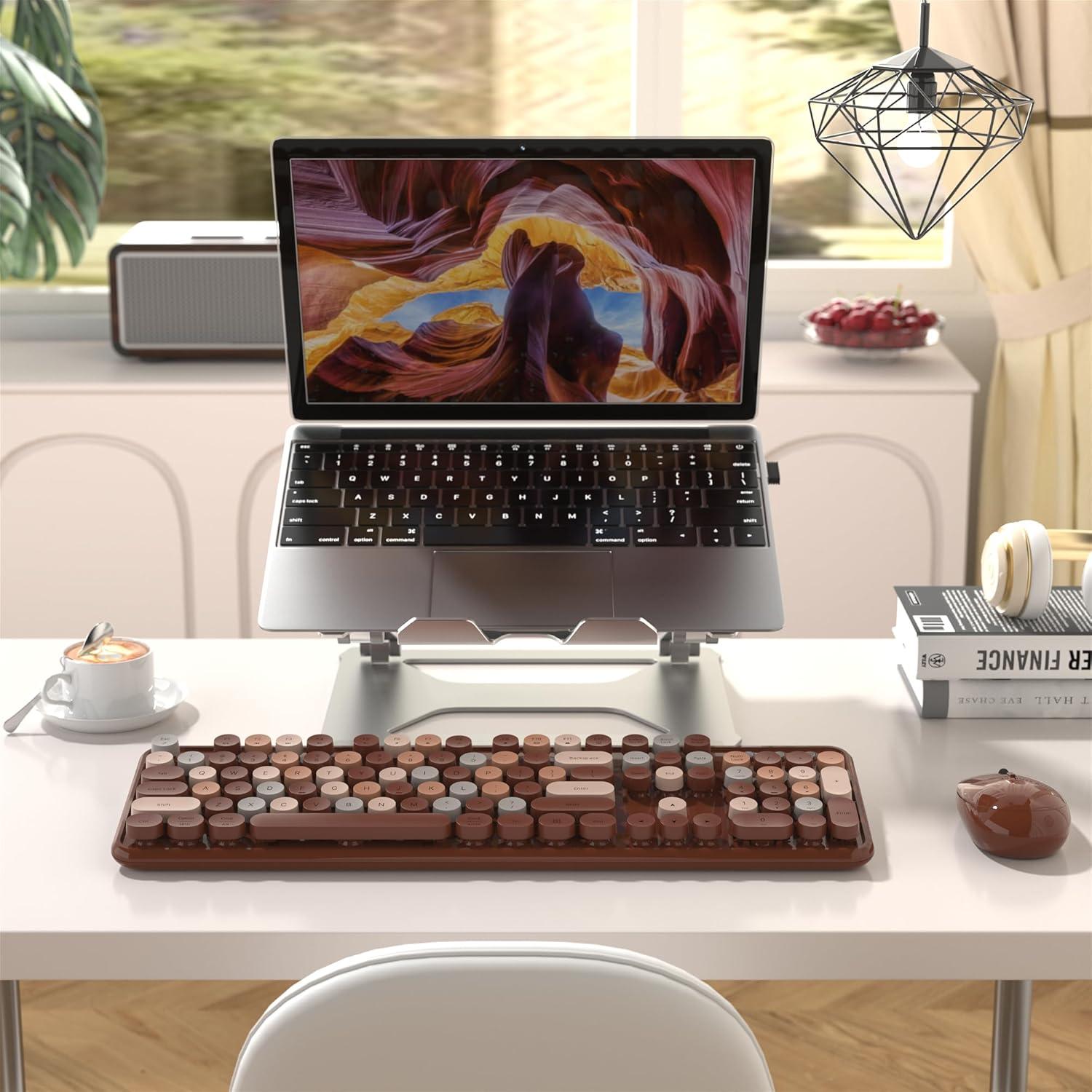 Combo Teclado y Ratón Inalámbrico Retro Colorido S801AG