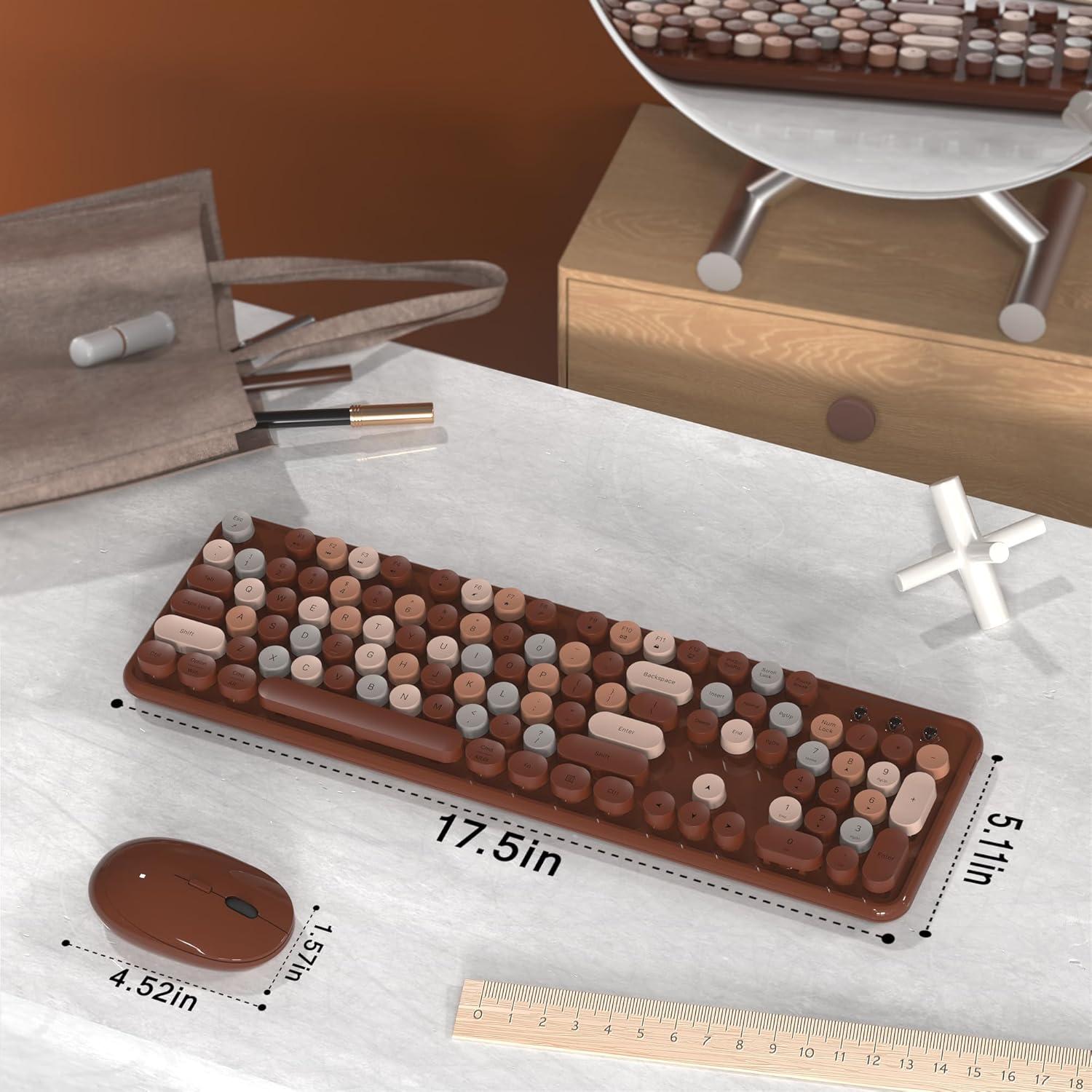 Combo Teclado y Ratón Inalámbrico Retro Colorido S801AG