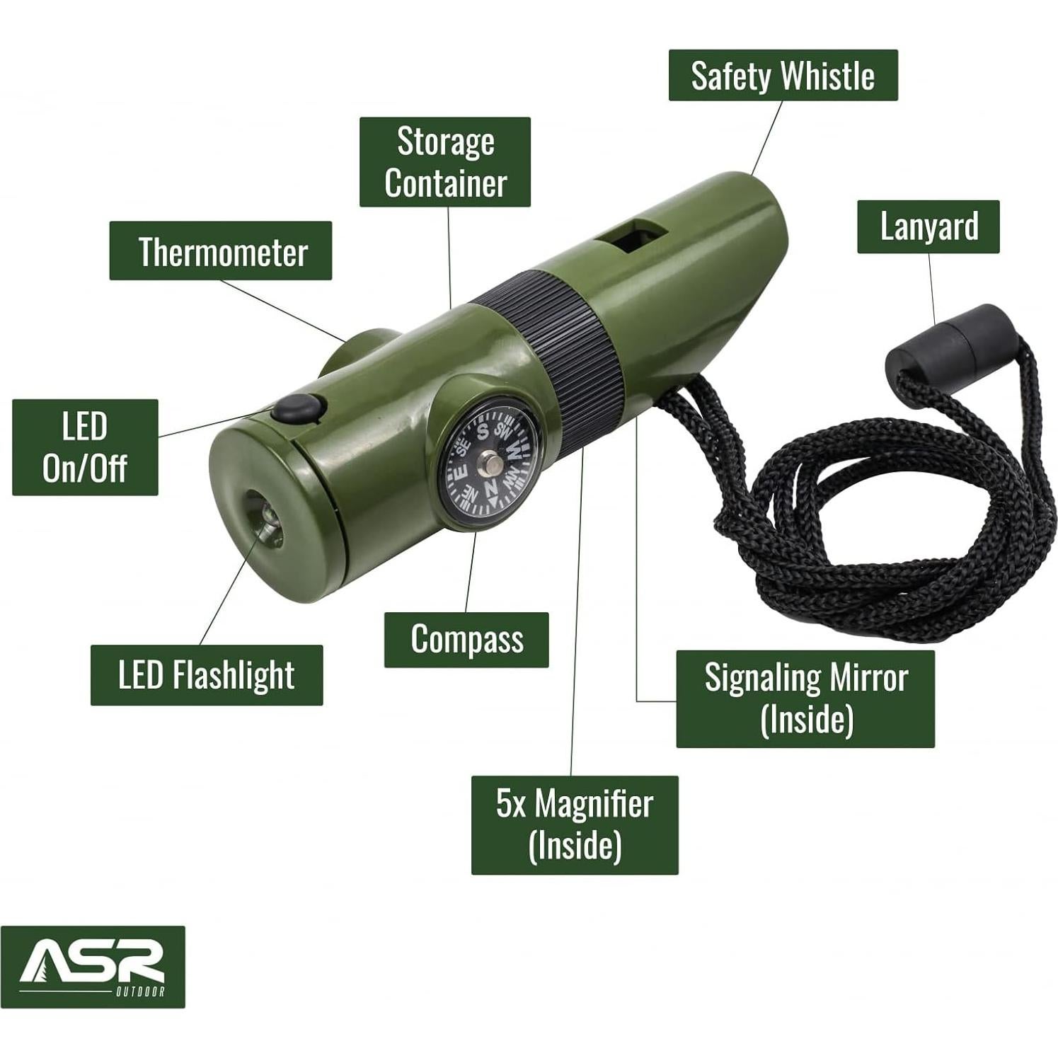 Silbato de Supervivencia ASR Outdoor LED71 7 en 1 Naranja