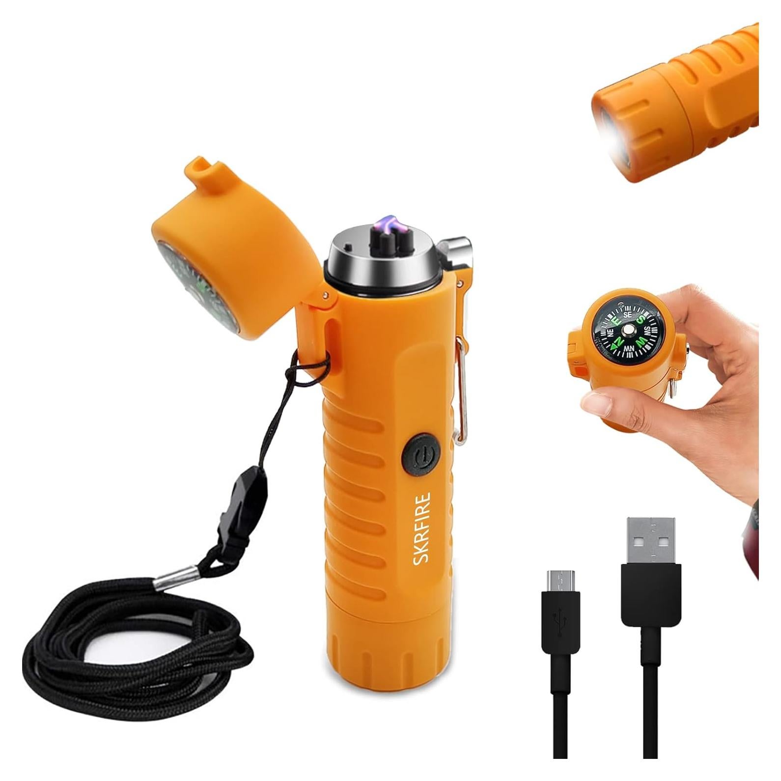 Encendedor Eléctrico SKRFIRE Doble Arco Plasma Naranja