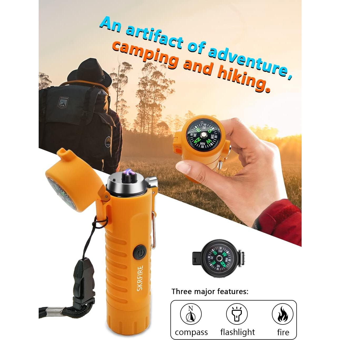 Encendedor Eléctrico SKRFIRE Doble Arco Plasma Naranja