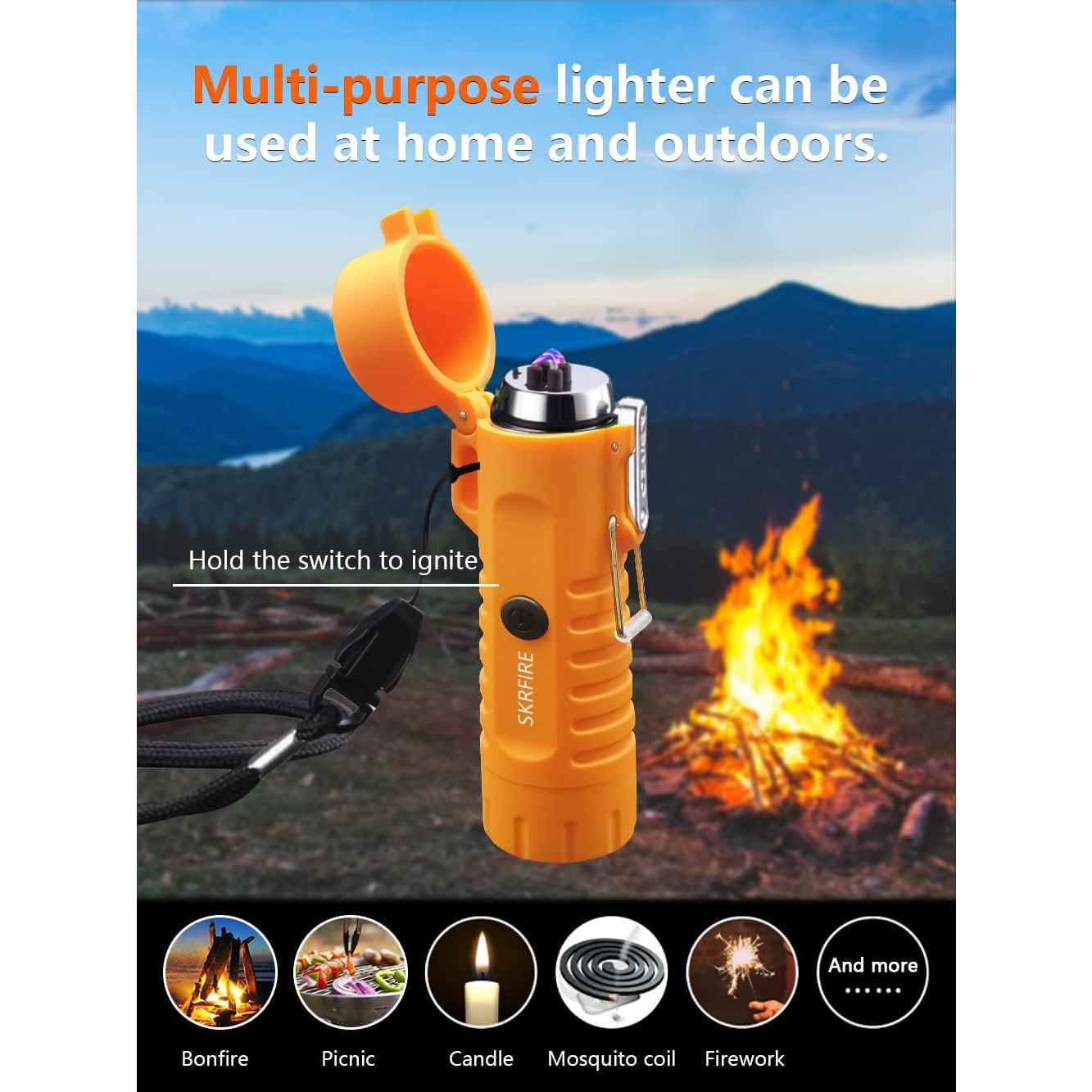 Encendedor Eléctrico SKRFIRE Doble Arco Plasma Naranja