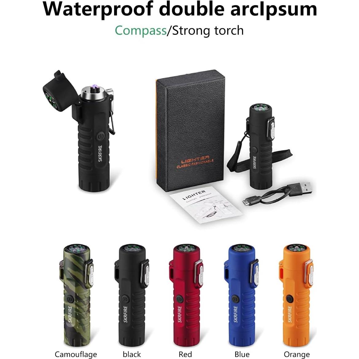 Encendedor Eléctrico SKRFIRE Doble Arco Plasma Naranja