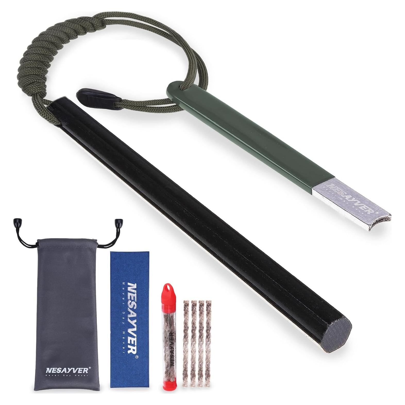 Fire Starter Survival Tool, Round Hexagon Ferro Rod Fire Striker Kit with Paracord Lanyard for Hiking, Camping, Emergency Flint and Steel Up to 20000 Strikes, Tinder Rope Backpacking Gear