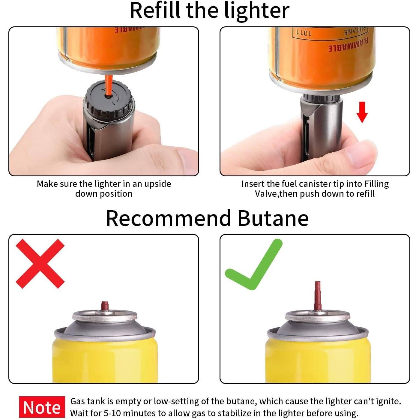 Encendedor de Butano Megainvo Antorcha Largo Recargable