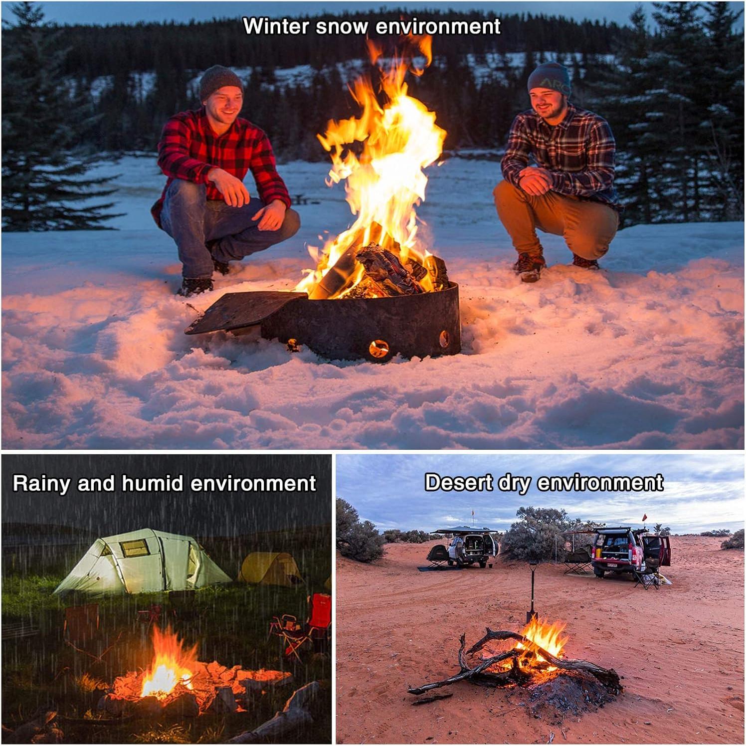 GOLDACE100% Windproof, Rainproof and Moisture- Emergency Survival Tool Kits| Long-Lasting Fire Starters for Campfires| Camping Cooking Kindling Tinder| fire Rope Hemp core| Unlimited Shelf Life