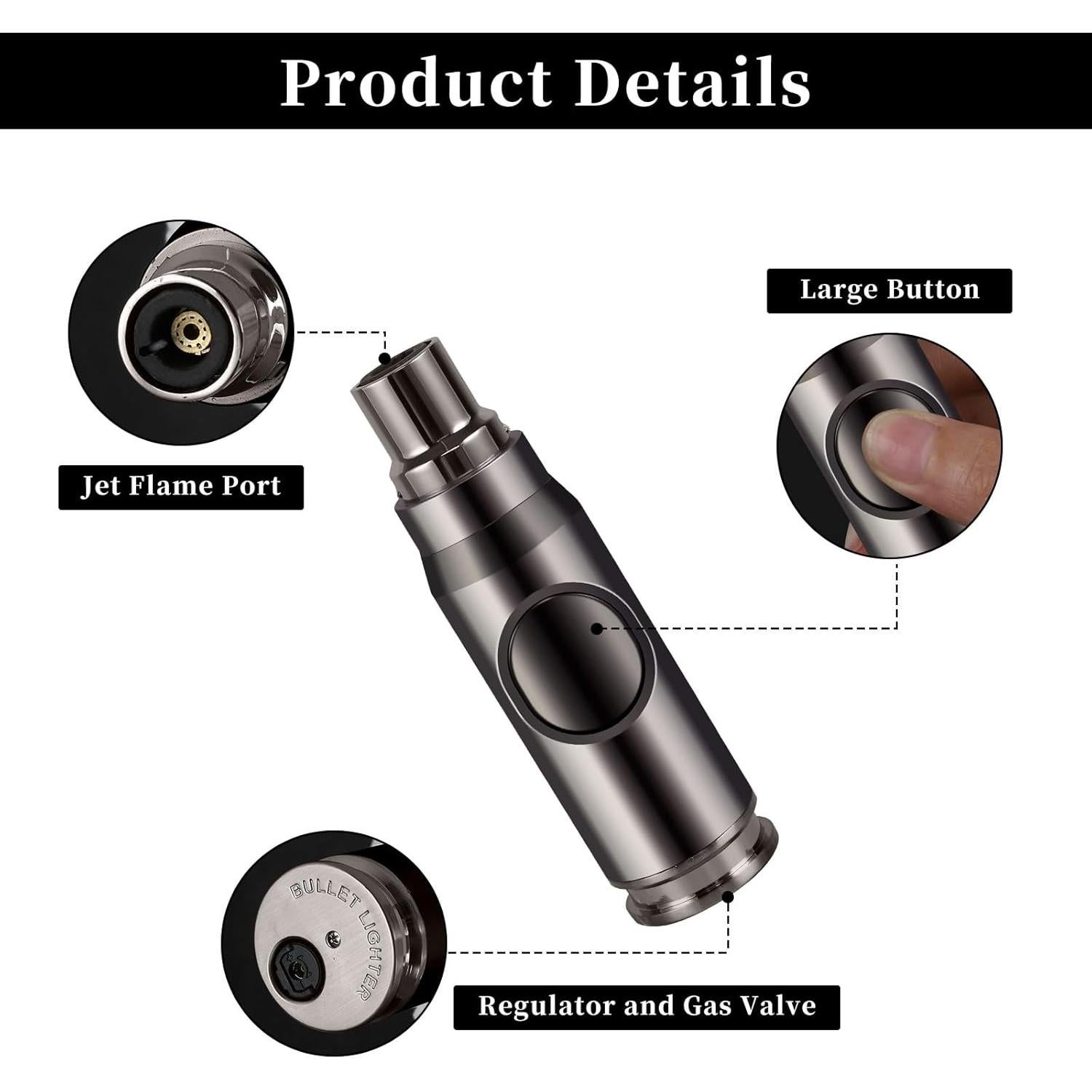 Encendedor Butano Navpeak Llama Jet Recargable Negro