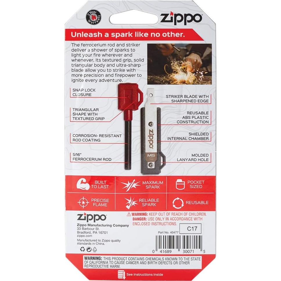 Encendedor Zippo Mag Strike Rojo con Chispas Rápidas