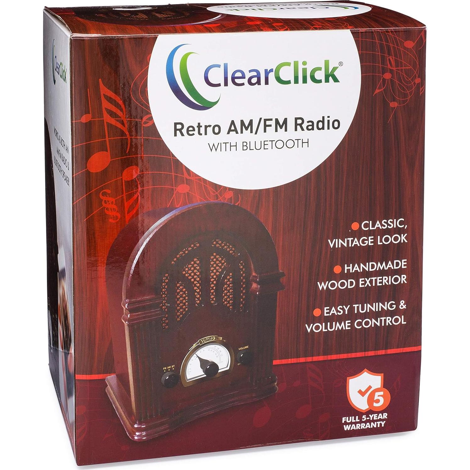 Radio Retro AM/FM ClearClick Bluetooth Madera Vintage 2.15 kg