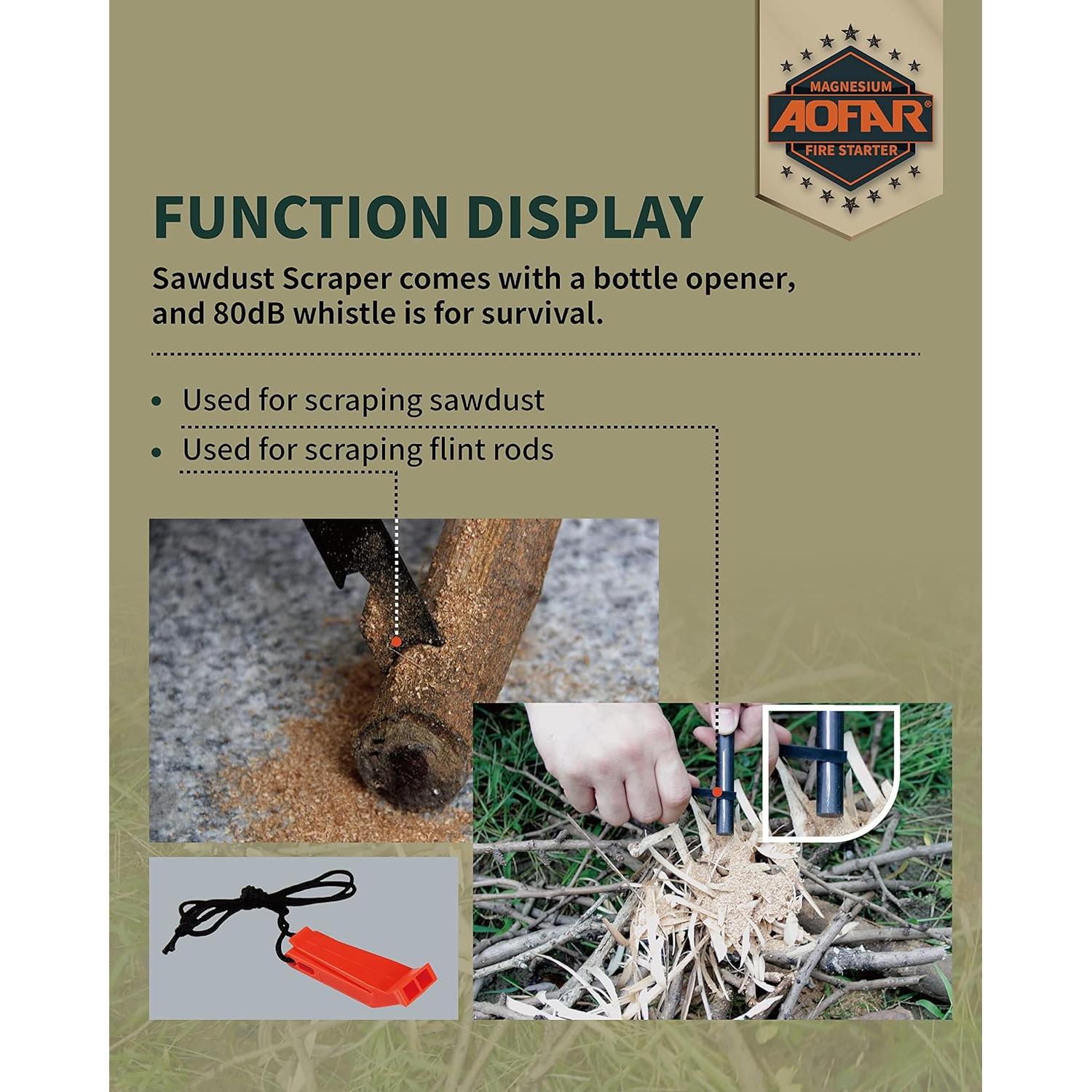 Encendedor de Fuego AOFAR AF-376 con Silbato y Paracord