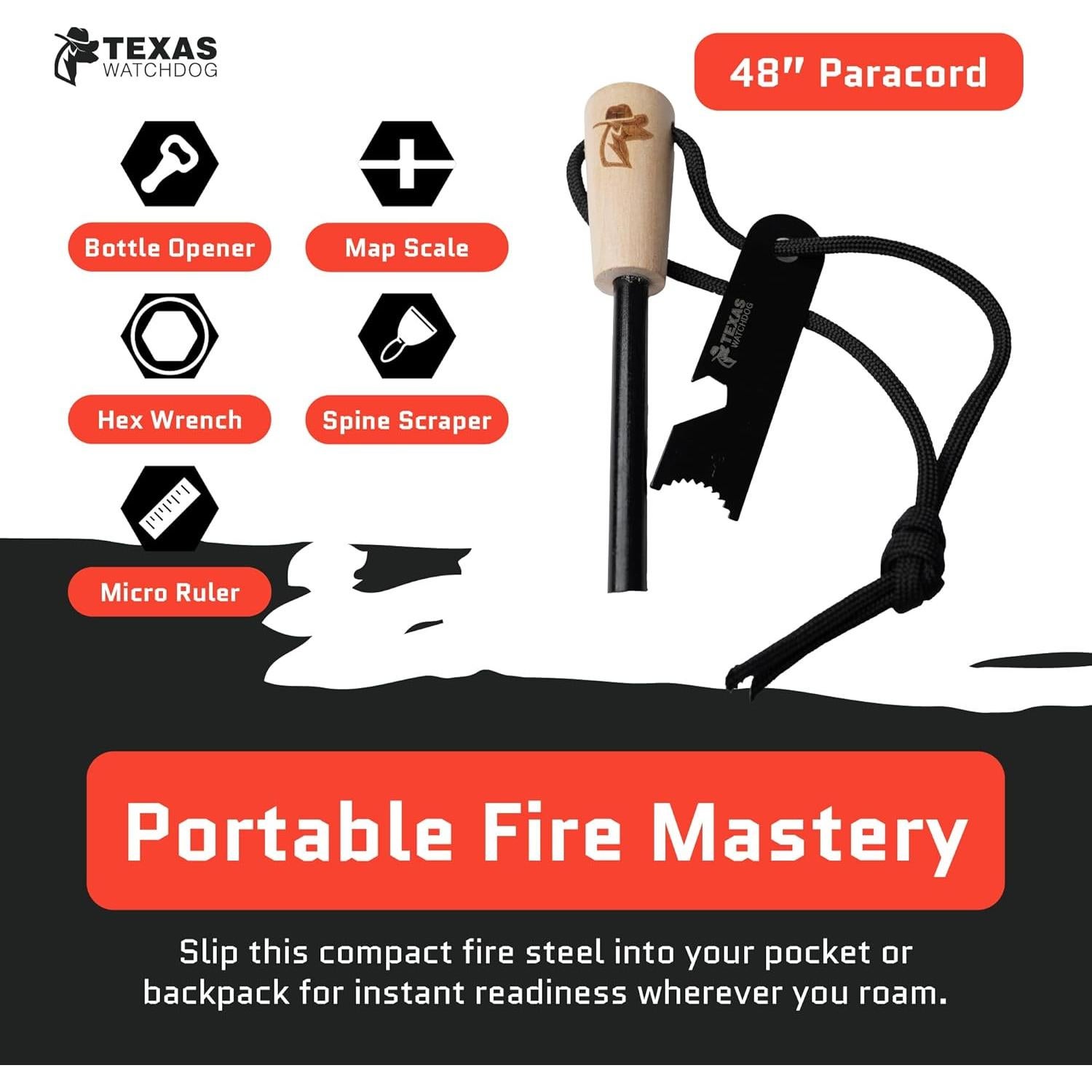 Kit Encendedor de Fuego Texas Watch Dog - Ferrocerio y Acero