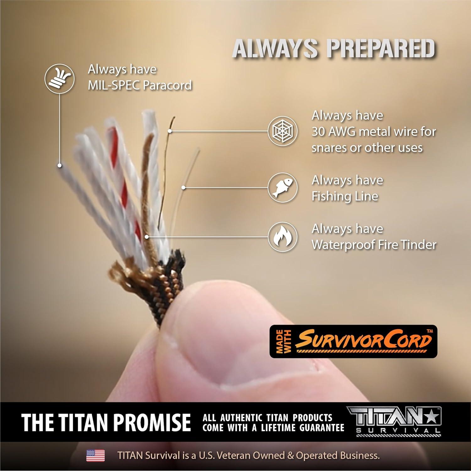 Iniciador de Fuego Titan Paracord v2.0 con Silbato