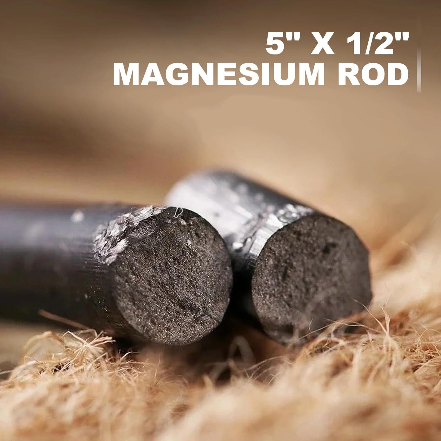 Fire Starter, 5'' Ferro Rod Outdoor Survival Tools Flint and Steel and Stricker for Bushcraft, Camping, Hiking Kits