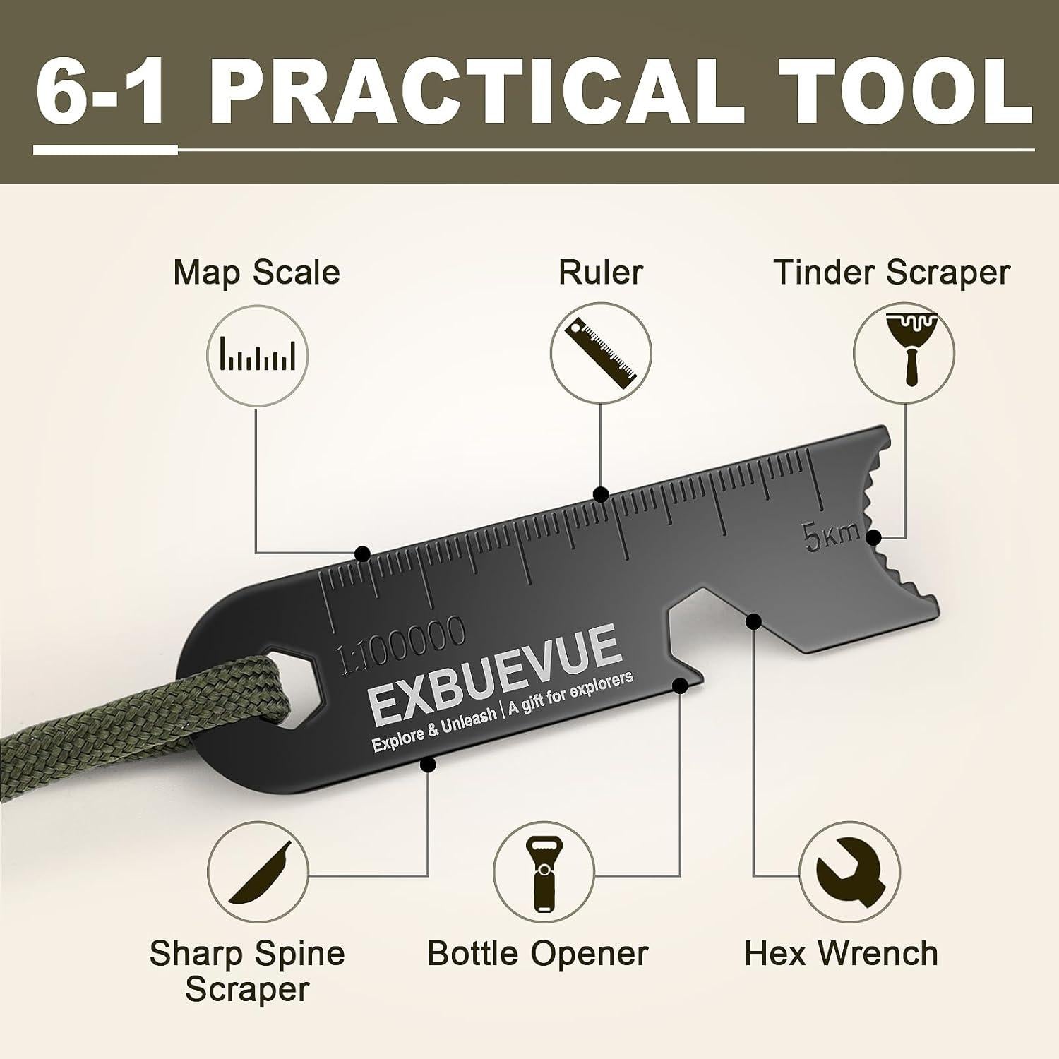 Fire Starter, 5'' Ferro Rod Outdoor Survival Tools Flint and Steel and Stricker for Bushcraft, Camping, Hiking Kits