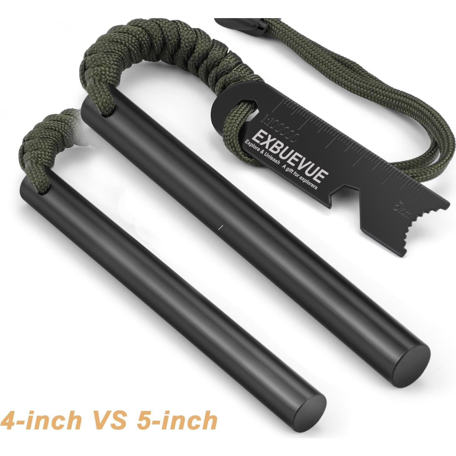 Fire Starter, 5'' Ferro Rod Outdoor Survival Tools Flint and Steel and Stricker for Bushcraft, Camping, Hiking Kits