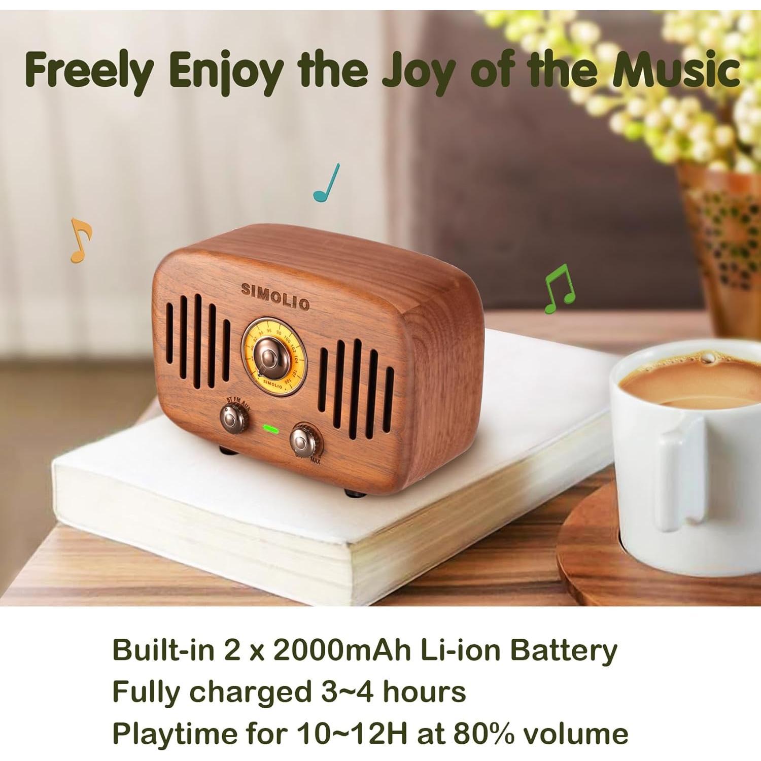 Altavoz Bluetooth Retro Simolio JH-762 2x8W Madera Nogal