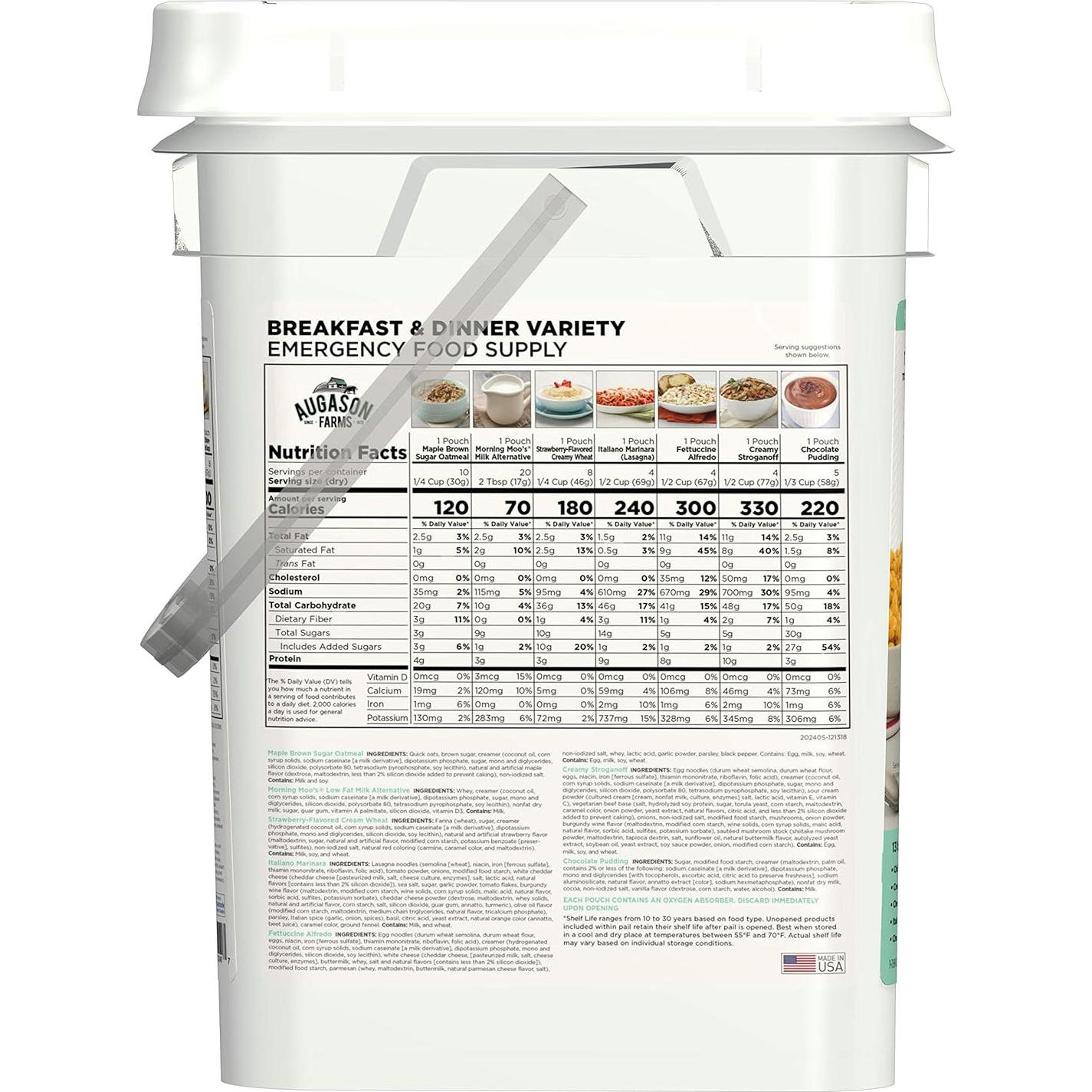 Suministro de Alimentos de Emergencia Augason Farms 4 Gal