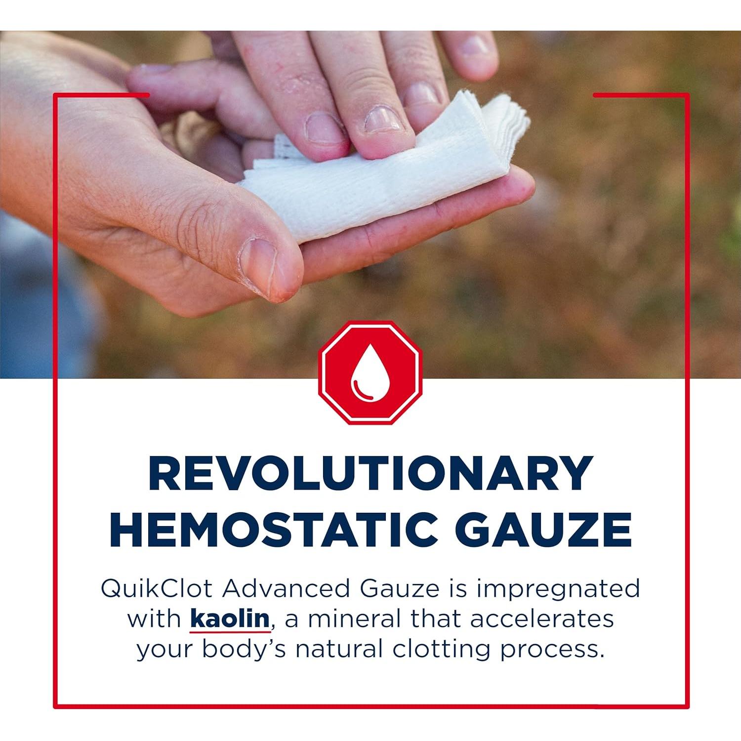 Gasa Hemostática QuikClot Adventure Medical 7,62x60,96 cm