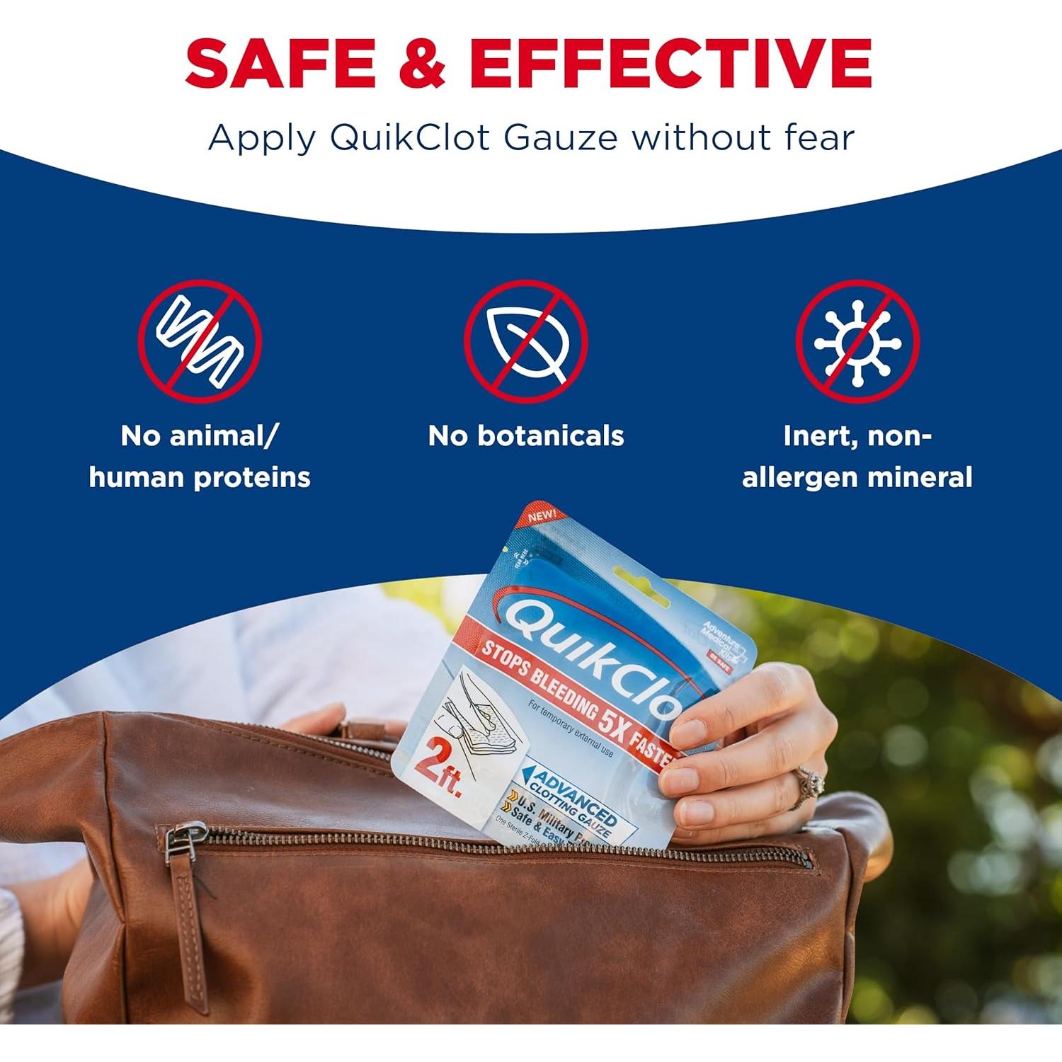 Gasa Hemostática QuikClot Adventure Medical 7,62x60,96 cm