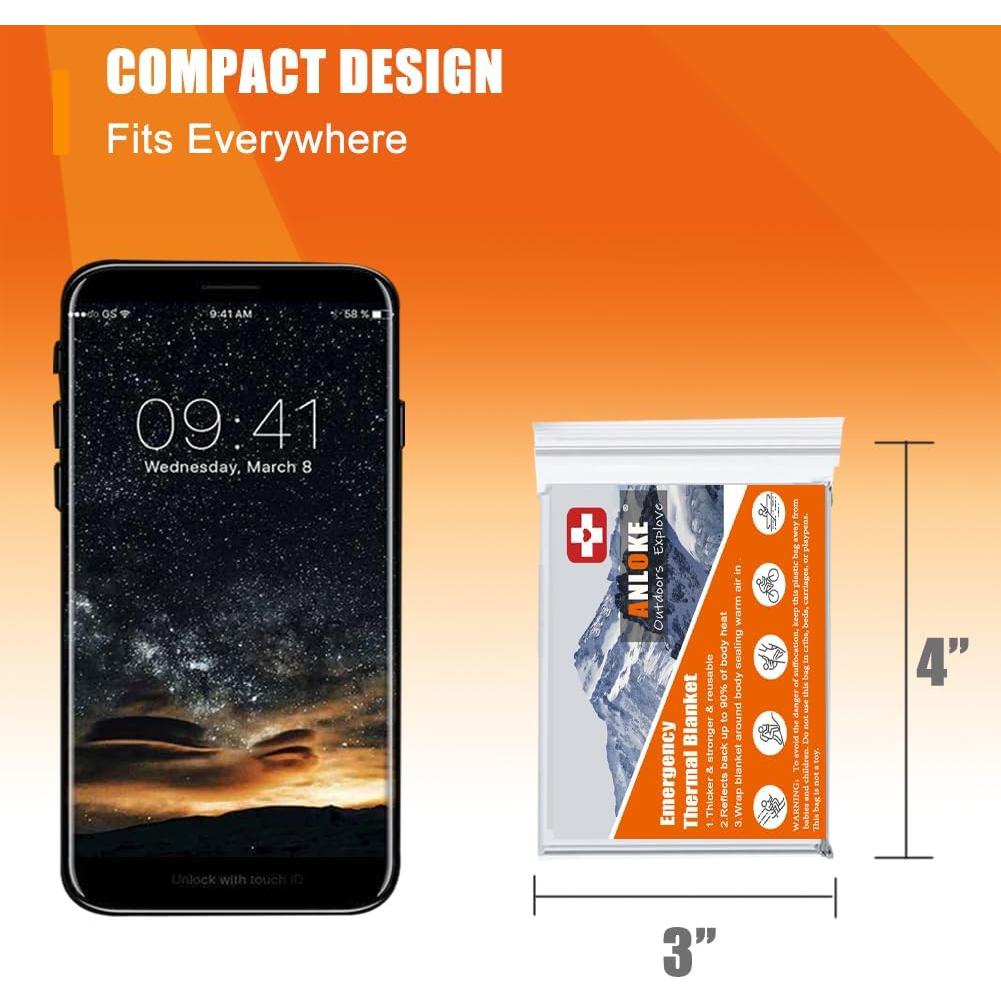 Manta Térmica ANLOKE 10 Paquete 82x64 cm Supervivencia