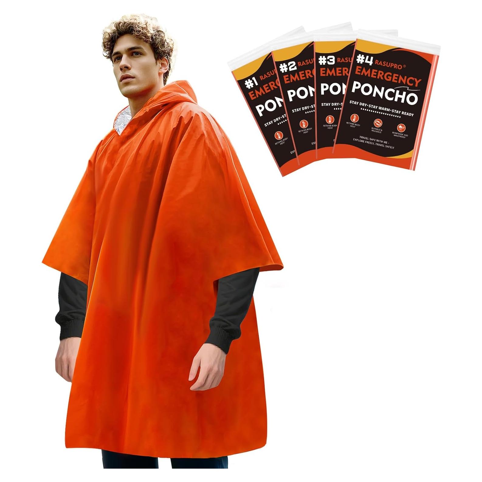 Paquete de 4 Ponchos de Emergencia Rasupro - Impermeables y Térmicos
