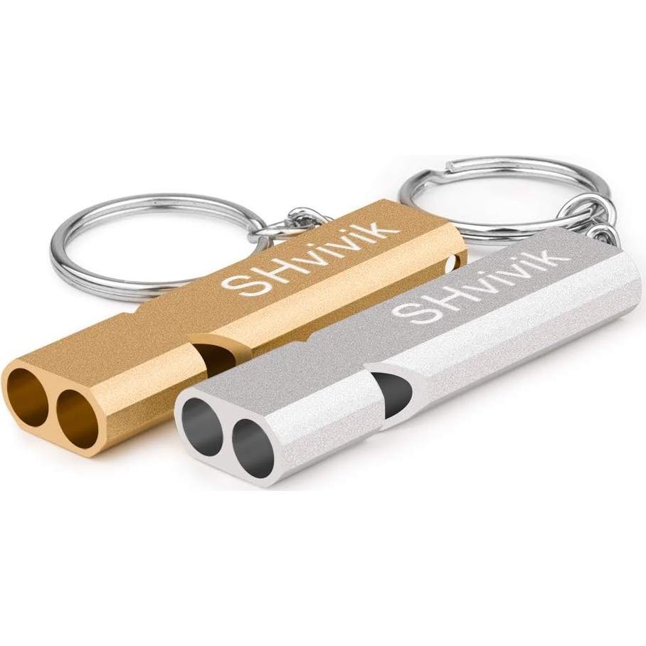 Silbato de Emergencia SHvivik 2PCS Doble Tubo Alta Sonoridad