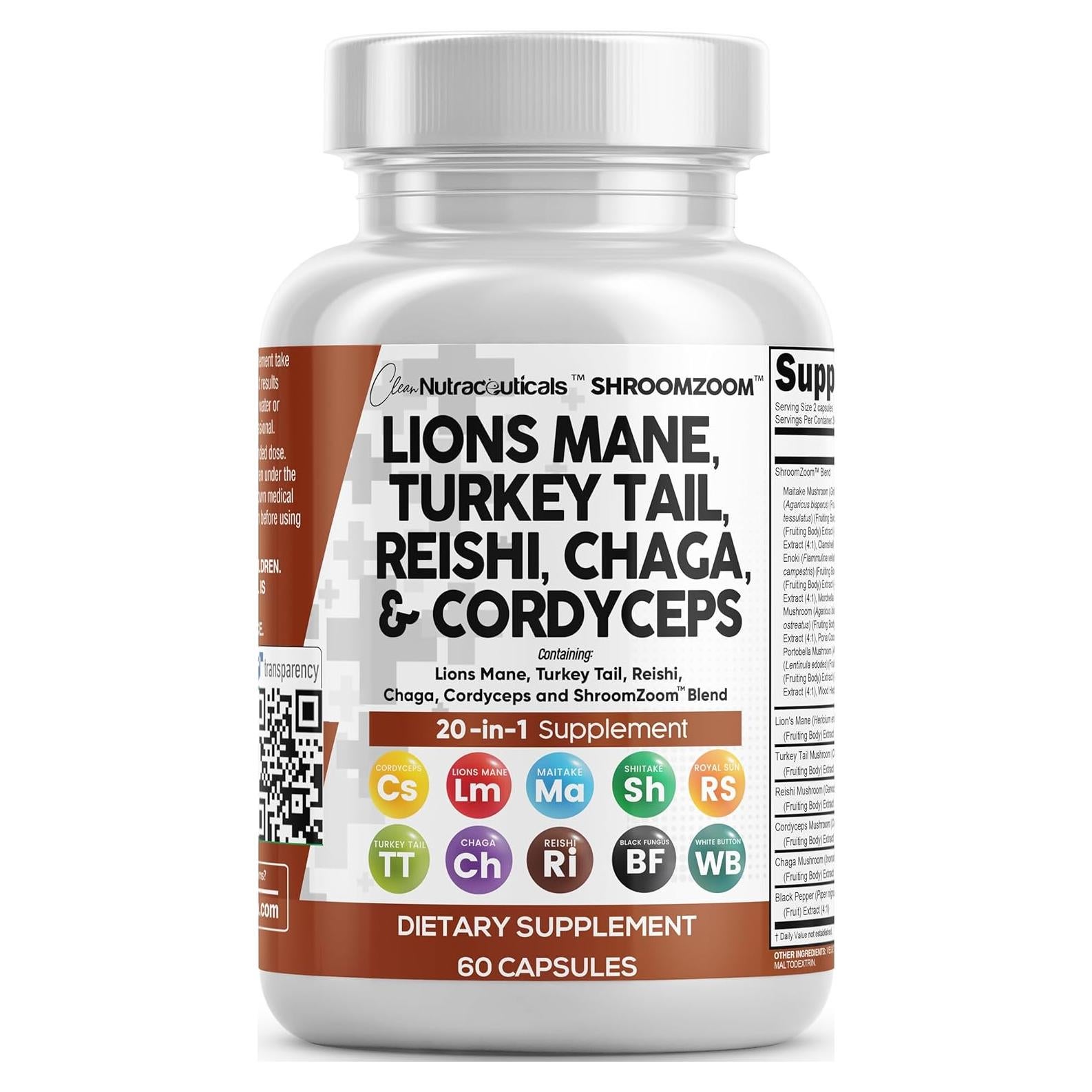 Suplemento de Champiñón Clean Nutraceuticals 20 en 1