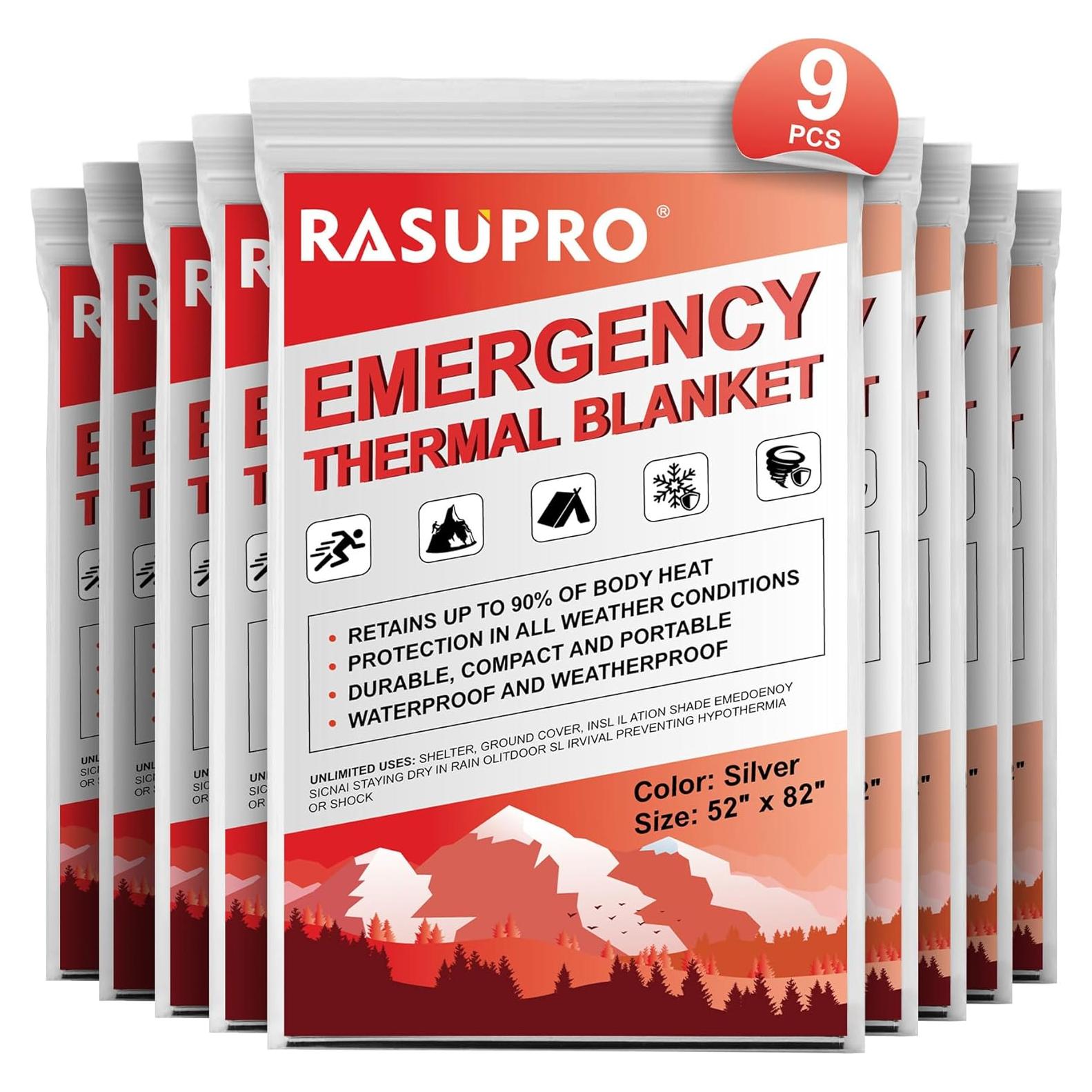Paquete de 9 mantas de emergencia Rasupro Mylar térmicas