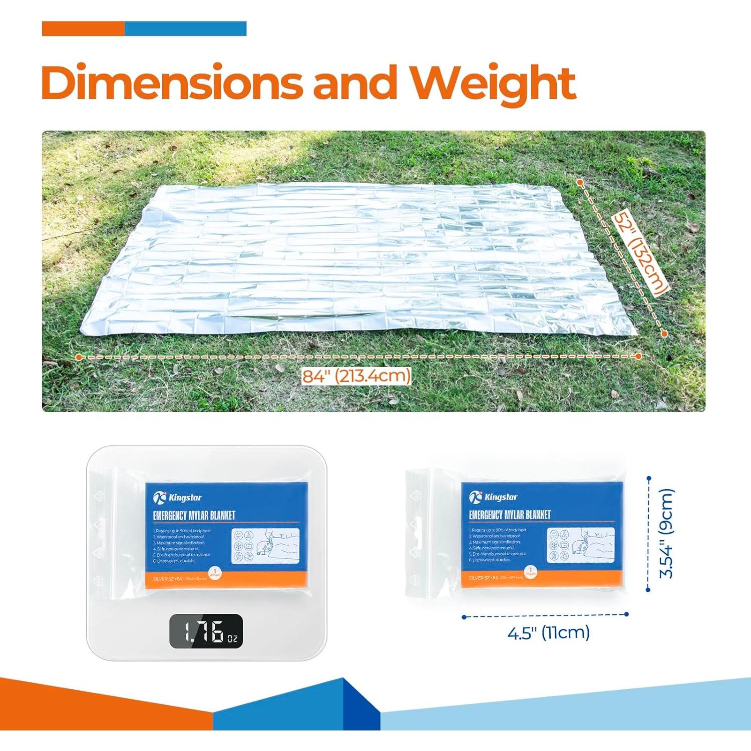 Mantitas Térmicas Mylar K Kingstar 4 Paquetes 213x132 cm