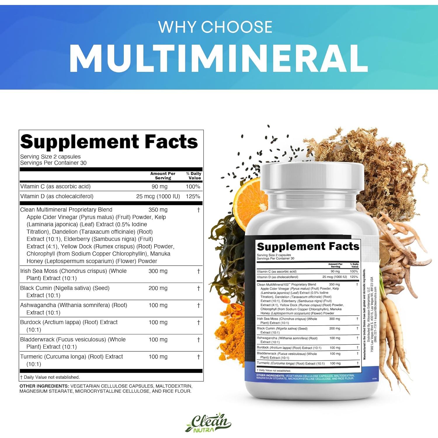 Suplemento Clean Nutraceuticals Musgo Marino 15 Ingredientes