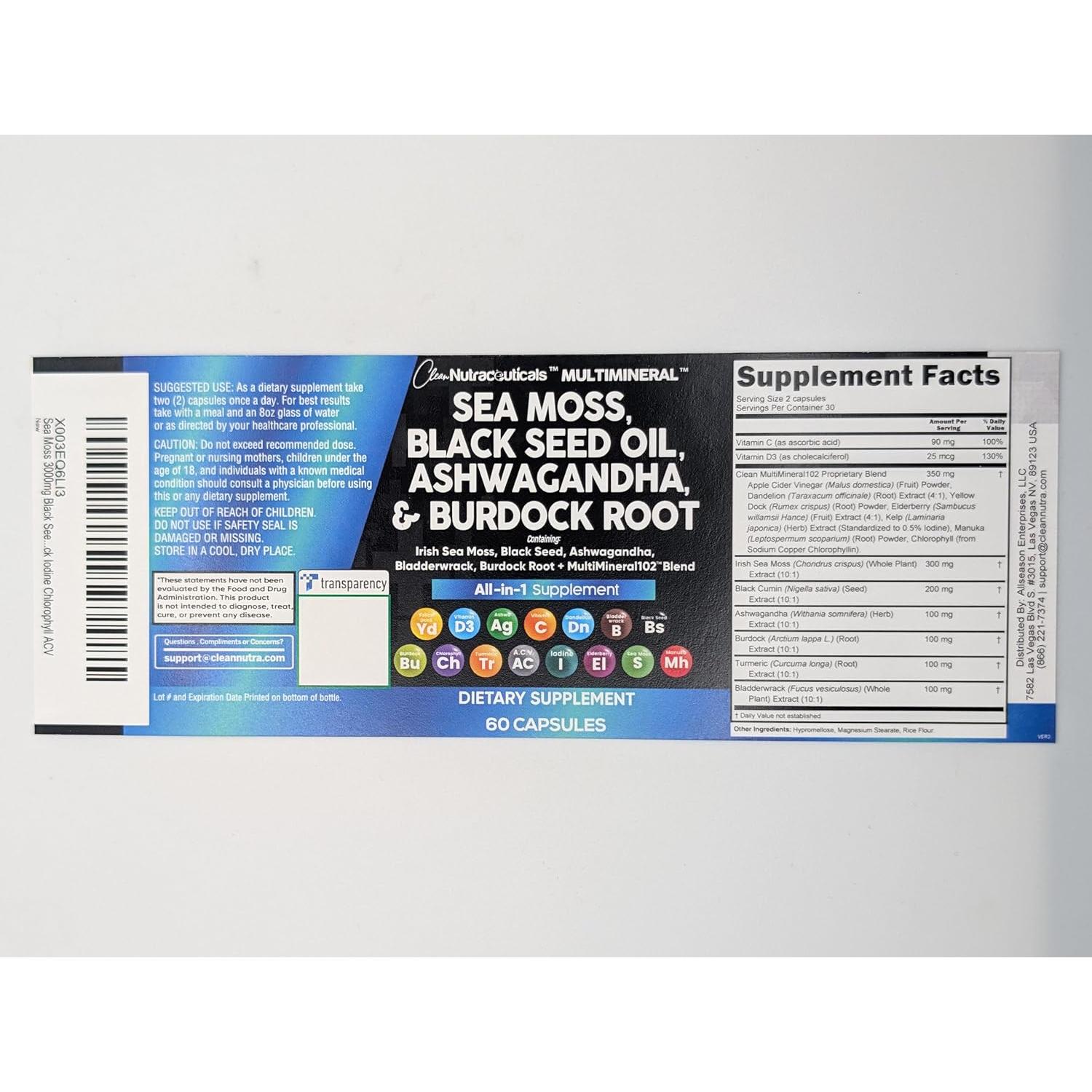 Suplemento Clean Nutraceuticals Musgo Marino 15 Ingredientes