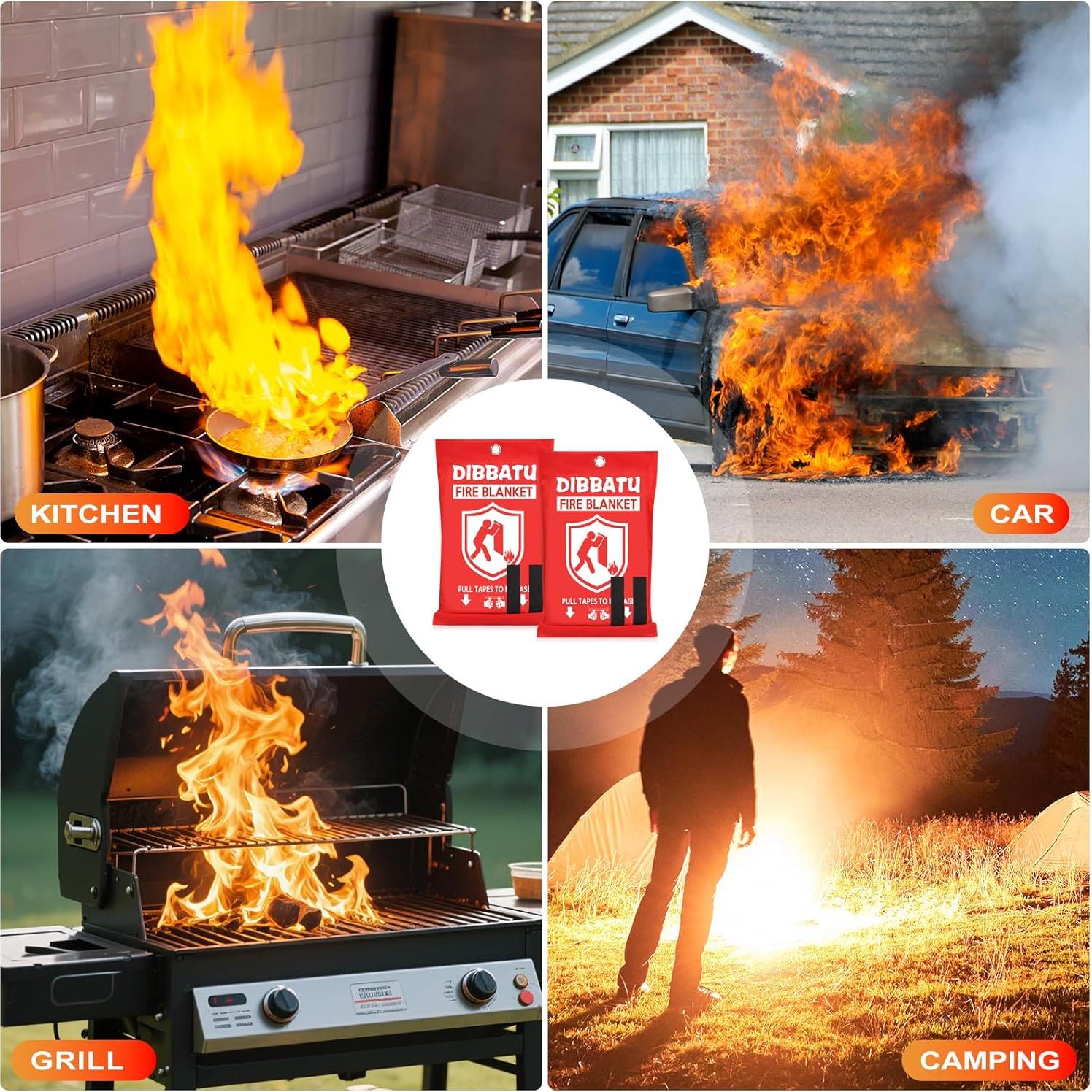 Manta contra incendios DIBBATU 2 Pack 1x1 m Rojo