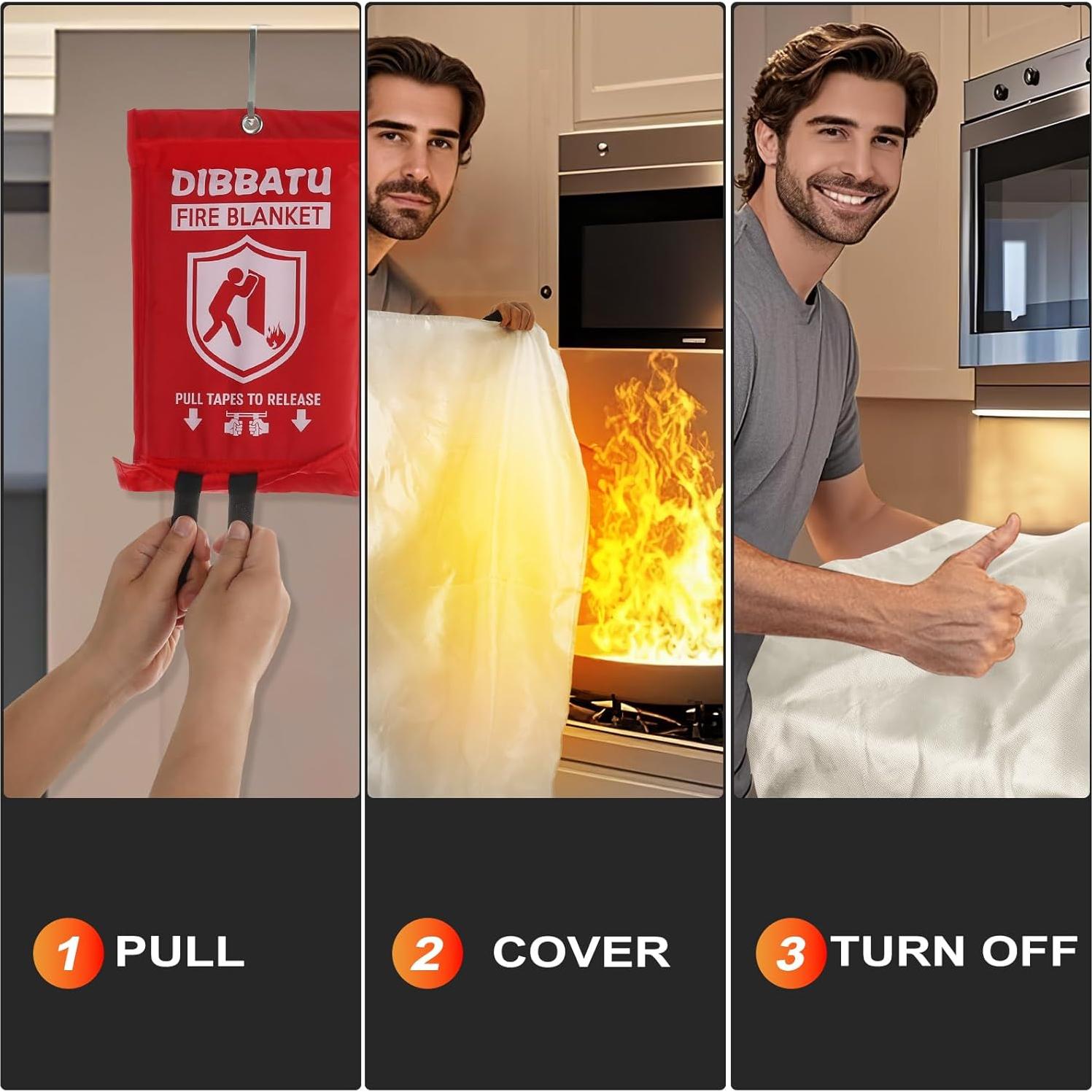 Manta contra incendios DIBBATU 2 Pack 1x1 m Rojo