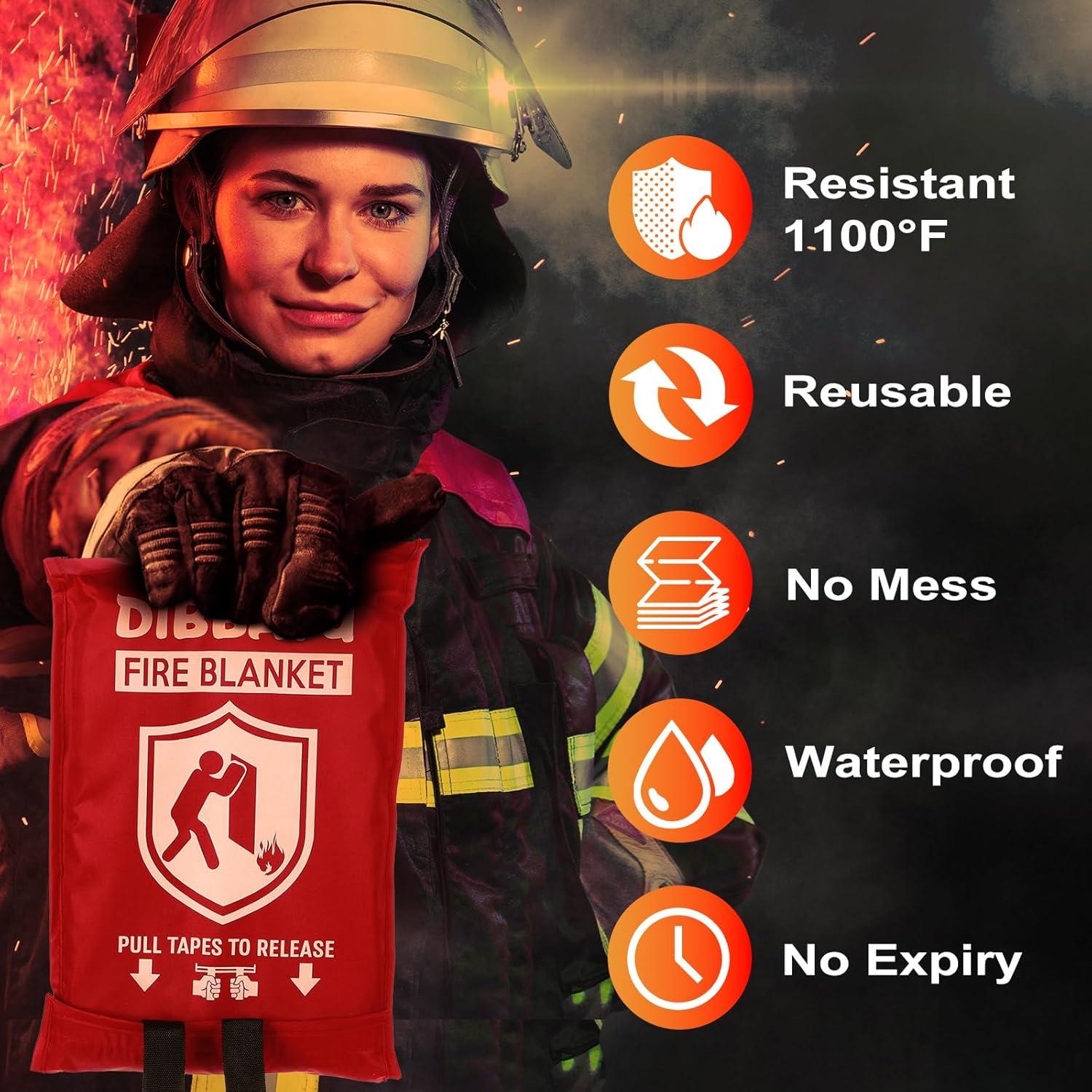 Manta contra incendios DIBBATU 2 Pack 1x1 m Rojo