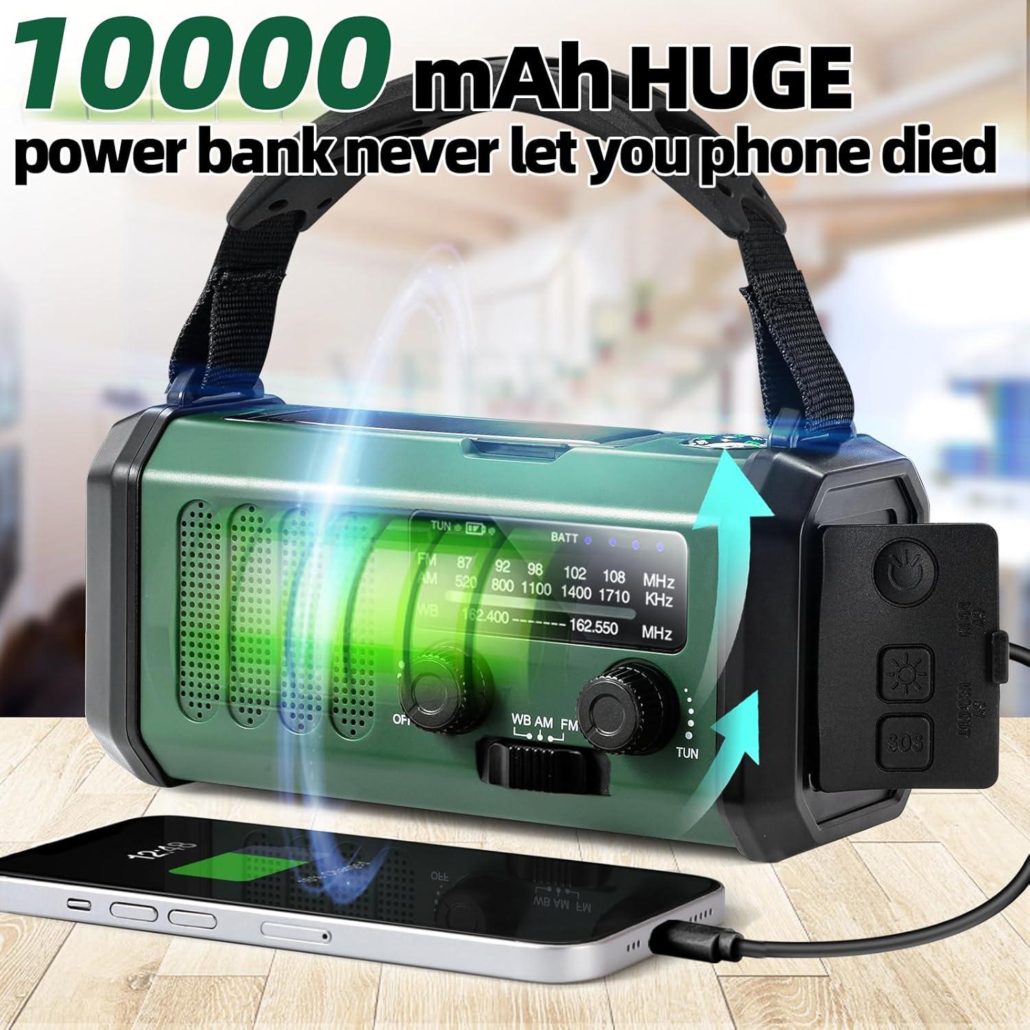 Radio de Emergencia QAUYYW Solar 37000mWh con Linterna