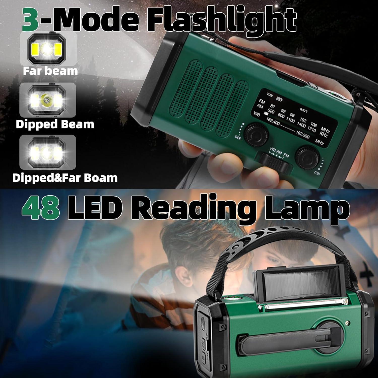 Radio de Emergencia QAUYYW Solar 37000mWh con Linterna