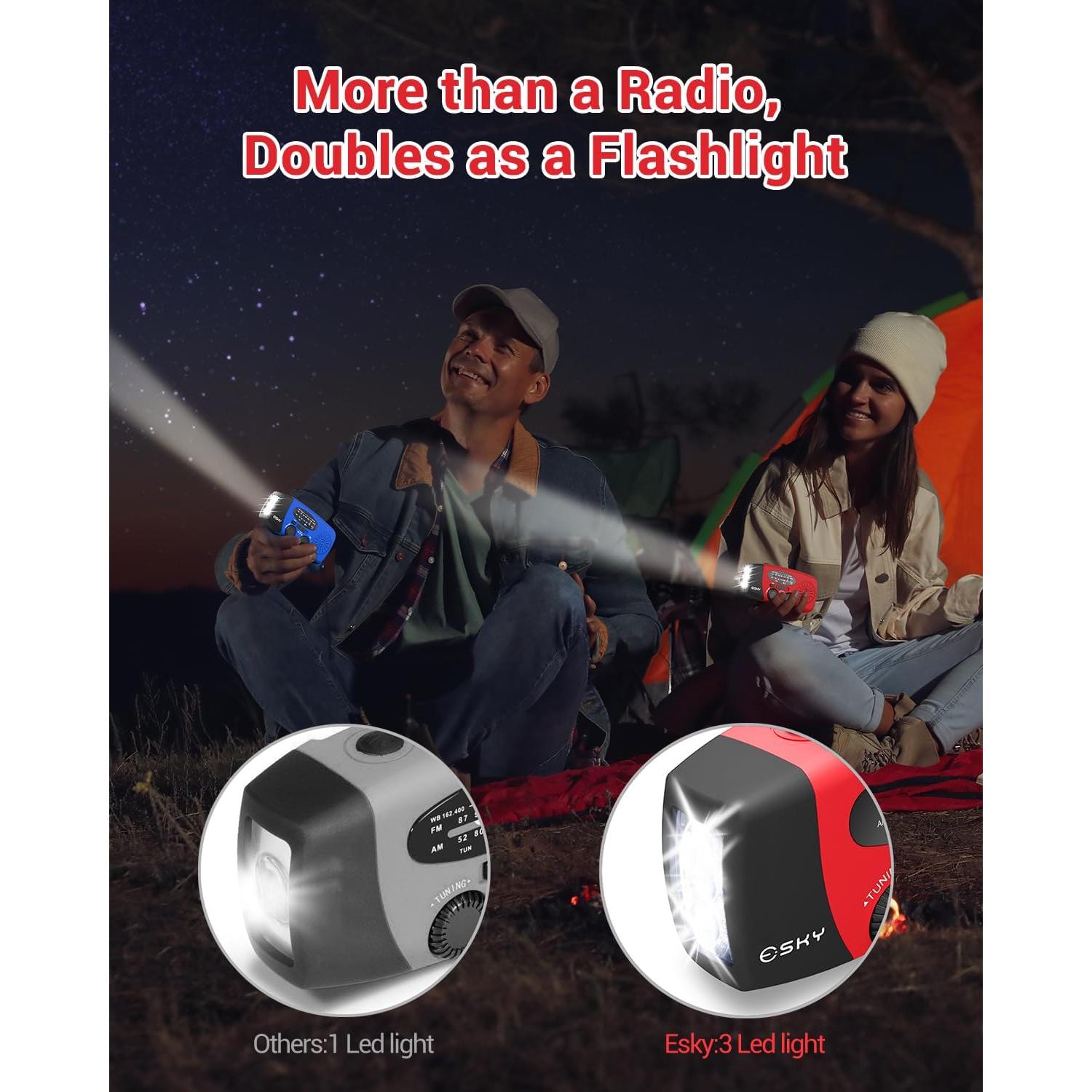 Radio de Manivela Esky 7400mWh AM/FM NOAA con Power Bank