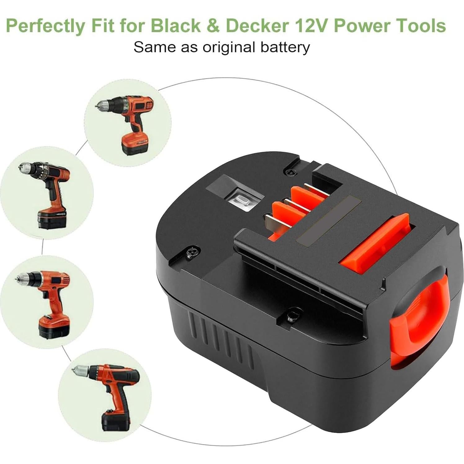 Batería Ni-MH 3600mAh 12V HPB12 Black & Decker Taladro