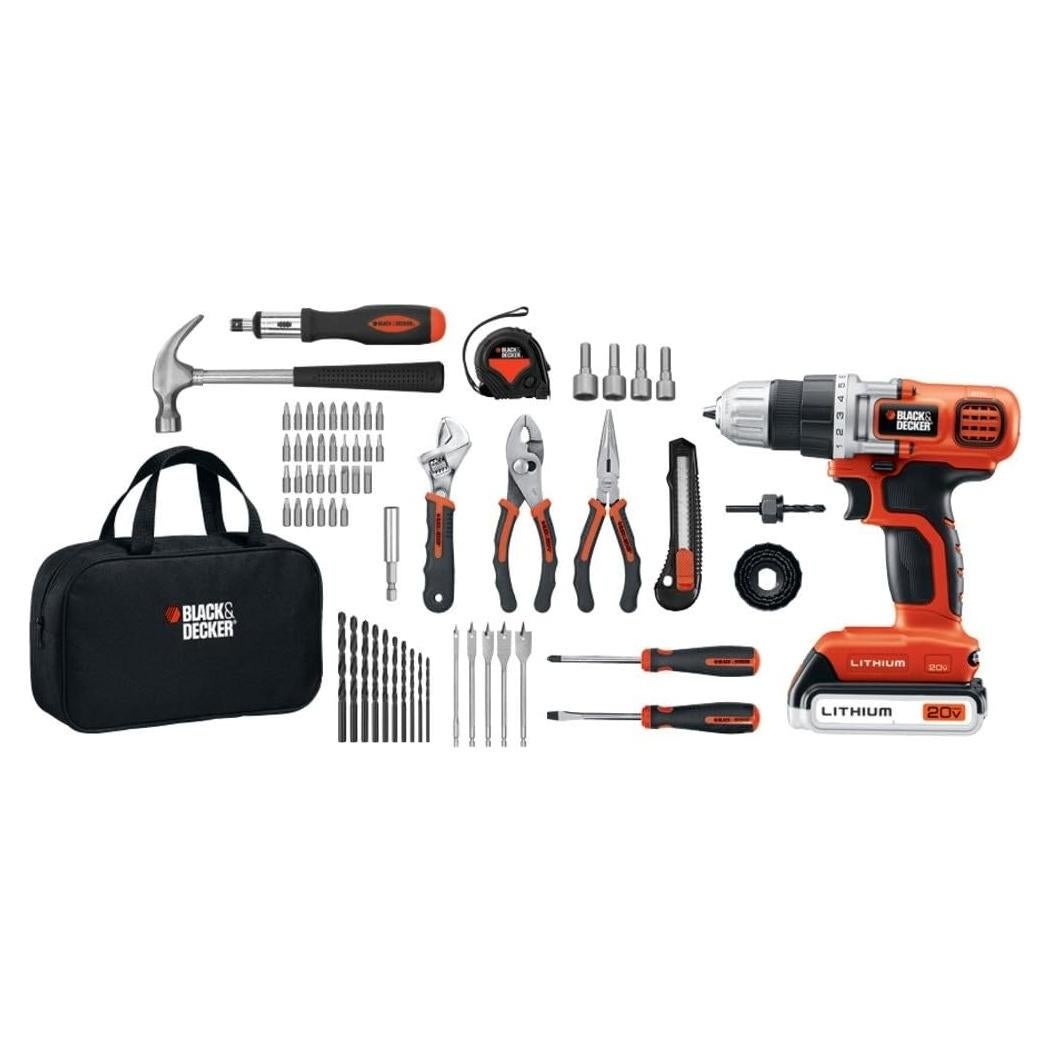 Taladro Atornillador Black+Decker 20V Max y Kit 68 Piezas
