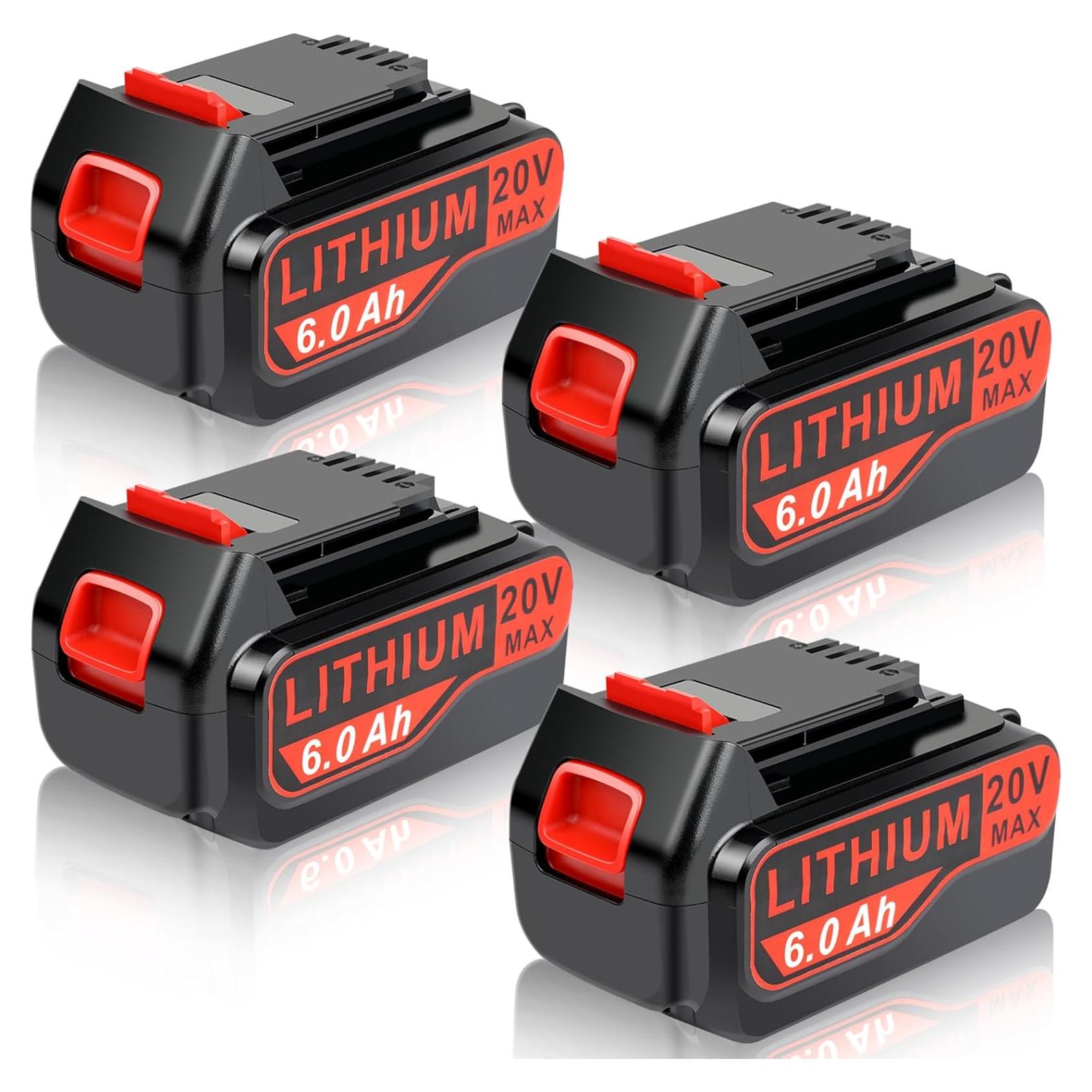 4 Baterías de Reemplazo 20V 6.0Ah Black and Decker