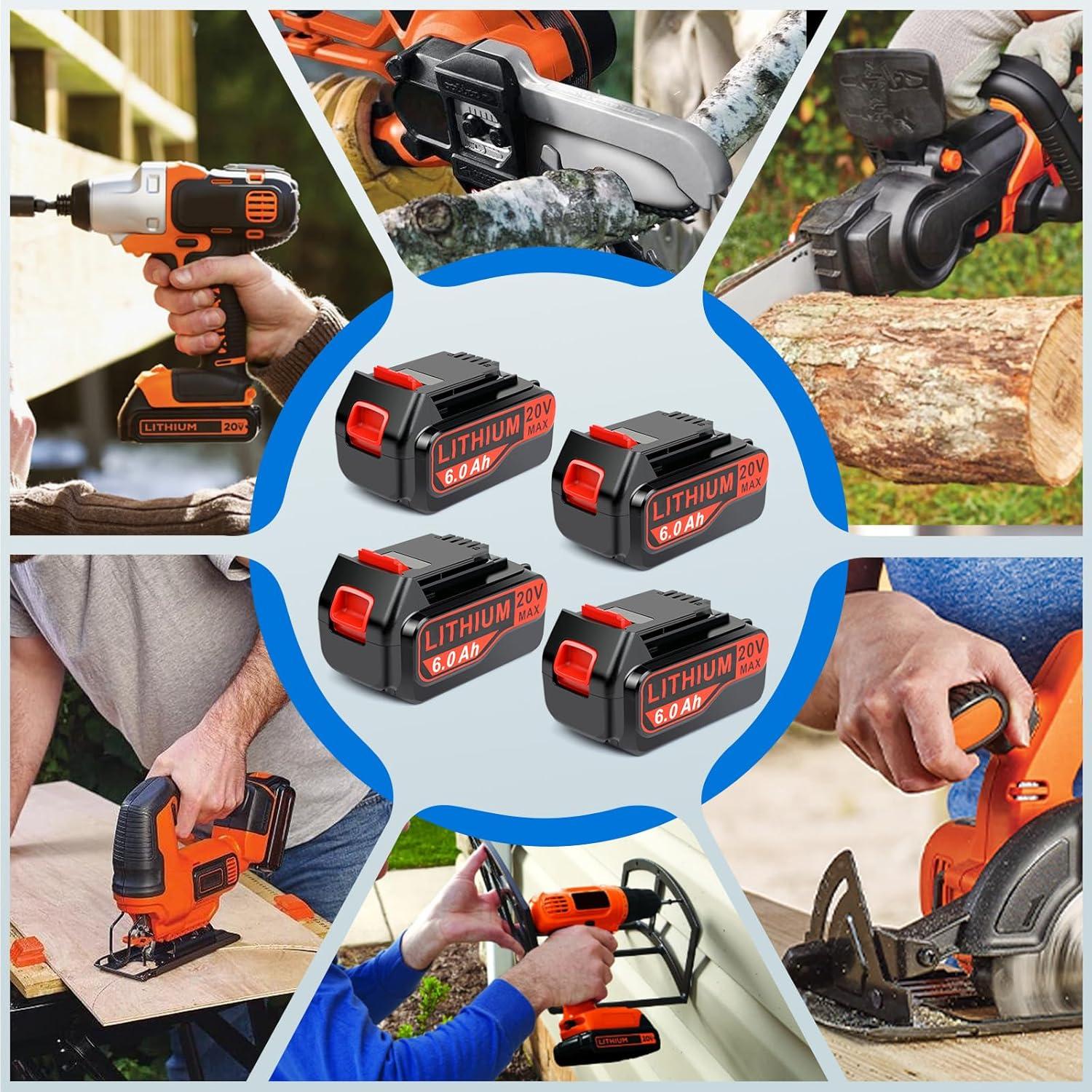 4 Baterías de Reemplazo 20V 6.0Ah Black and Decker