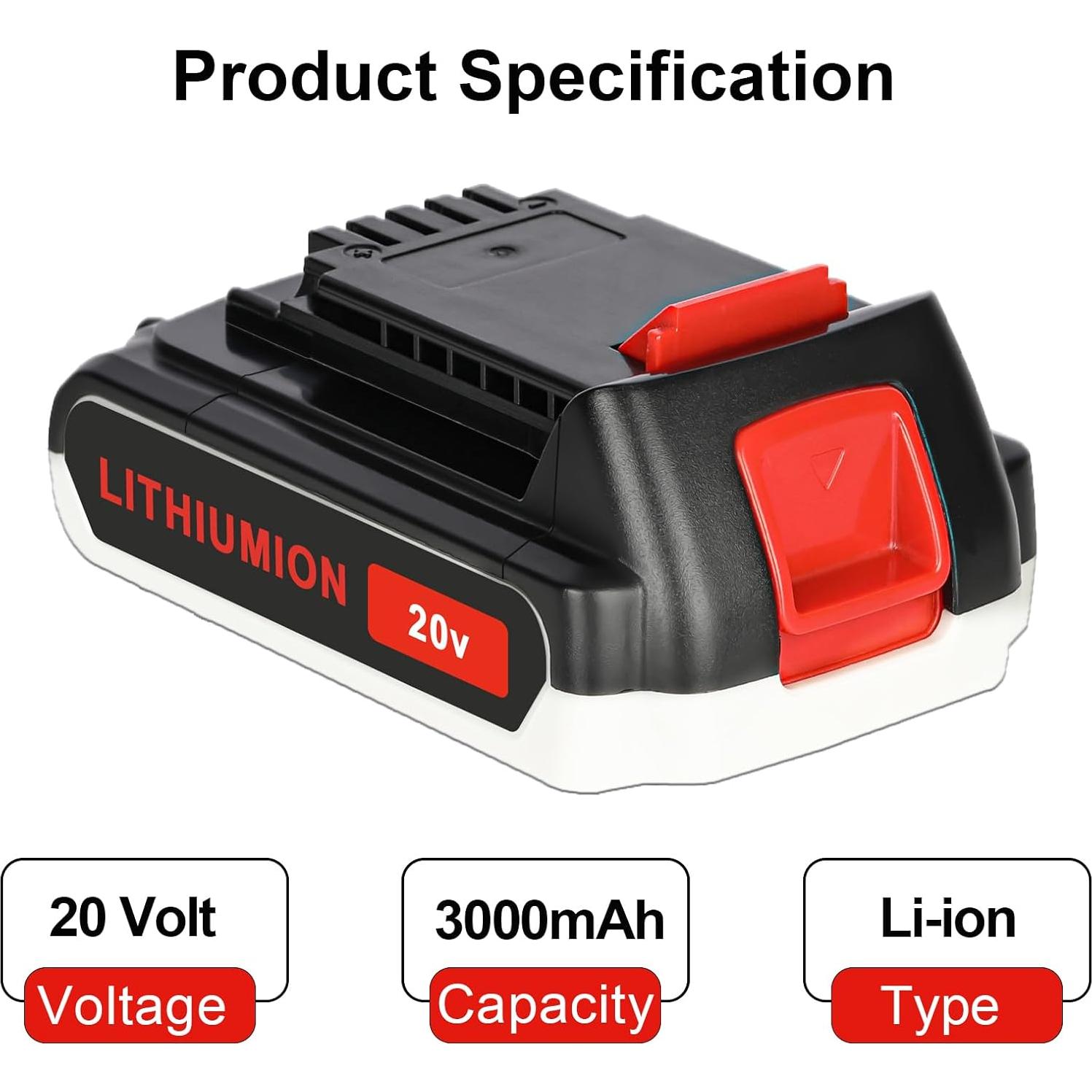 Batería de Reemplazo JYJZPB 3000mAh 20V para Black & Decker