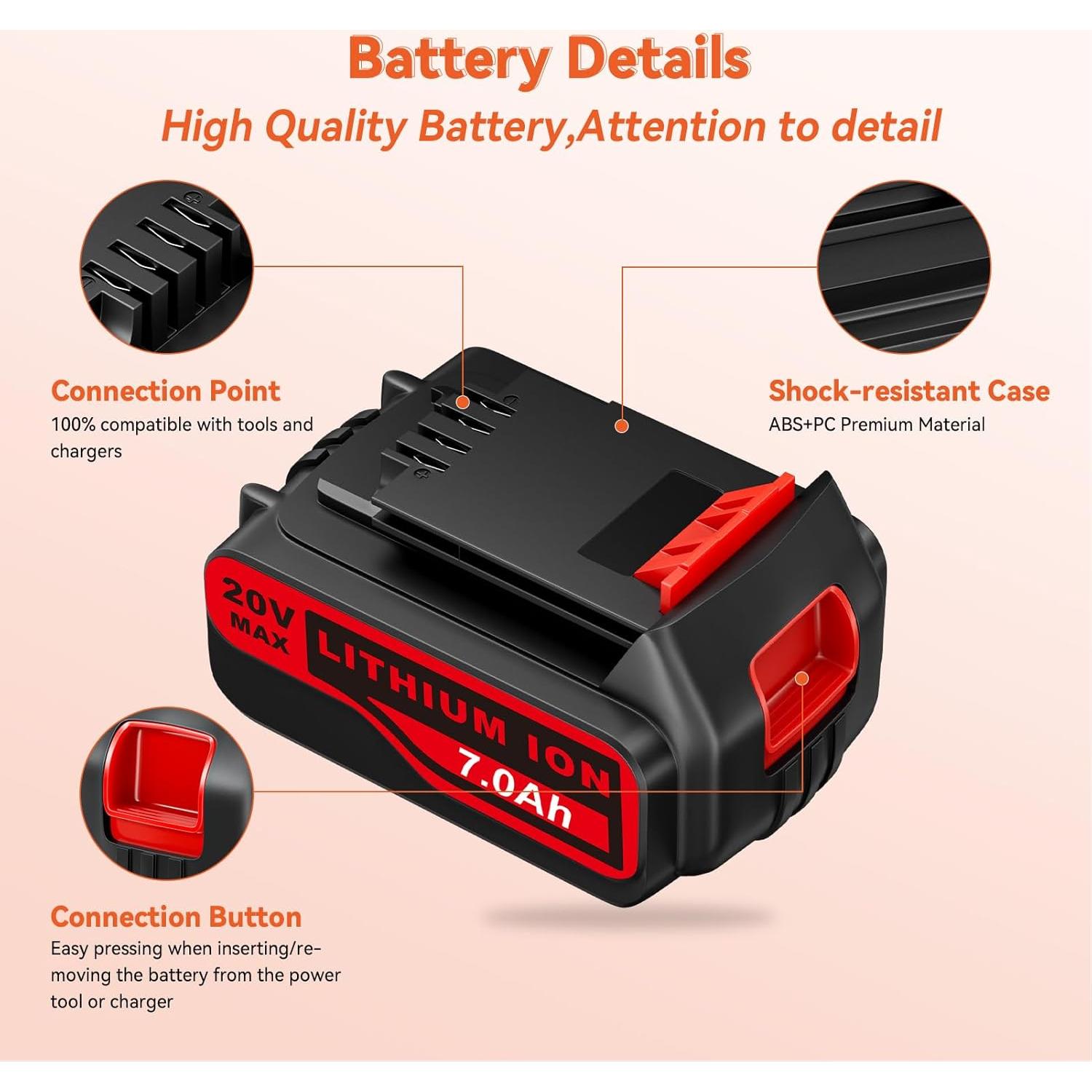 Batería Litio 20V 7Ah Vanon 2Pack para Black and Decker