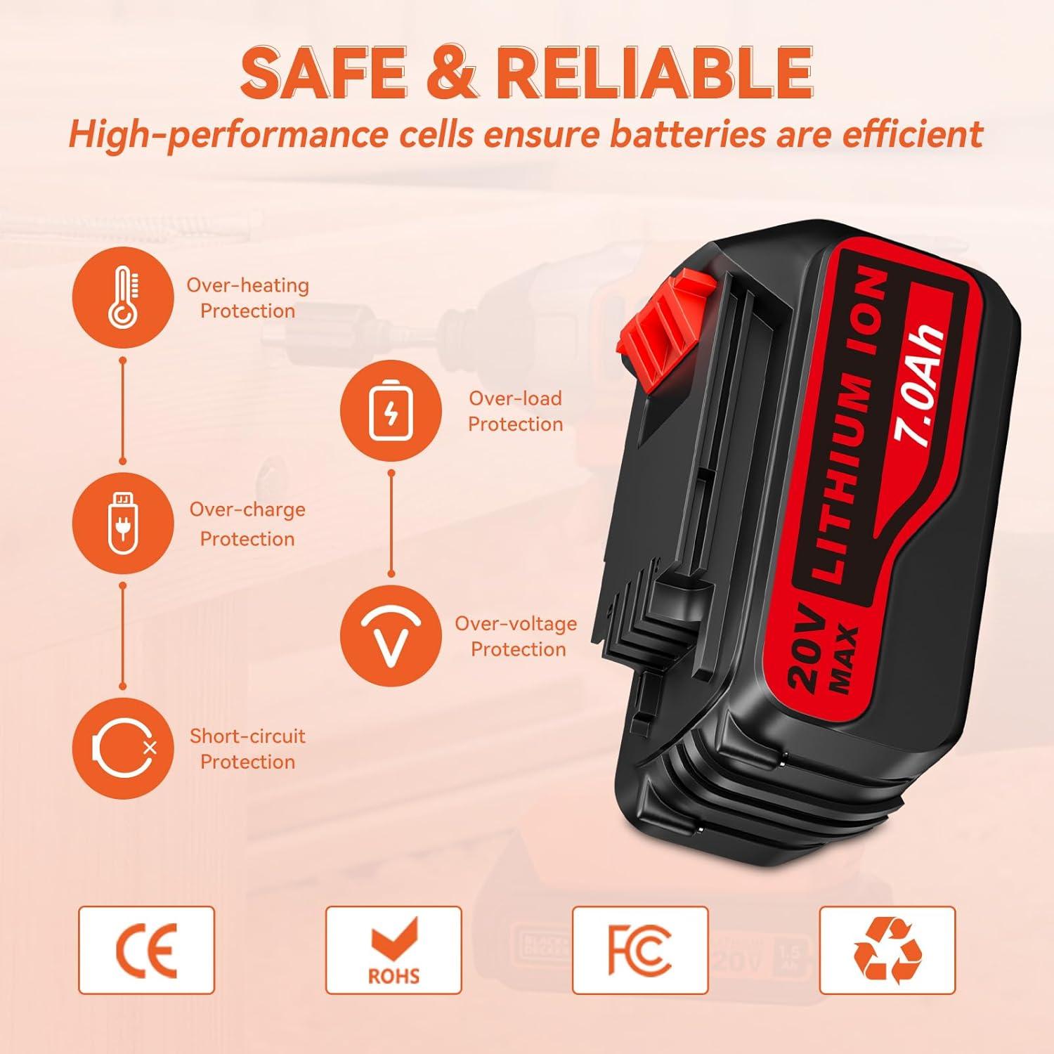 Batería Litio 20V 7Ah Vanon 2Pack para Black and Decker