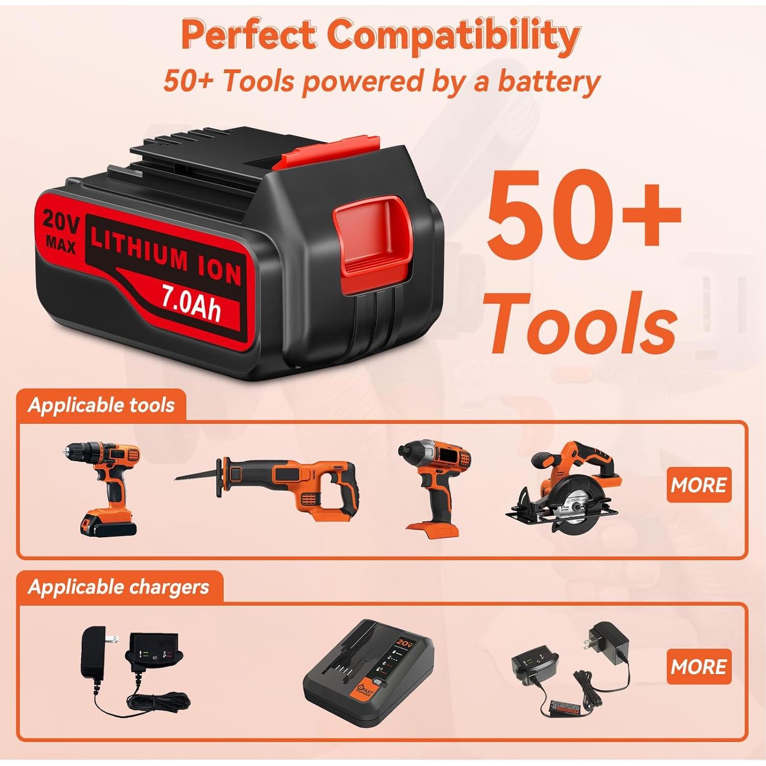 Batería Litio 20V 7Ah Vanon 2Pack para Black and Decker